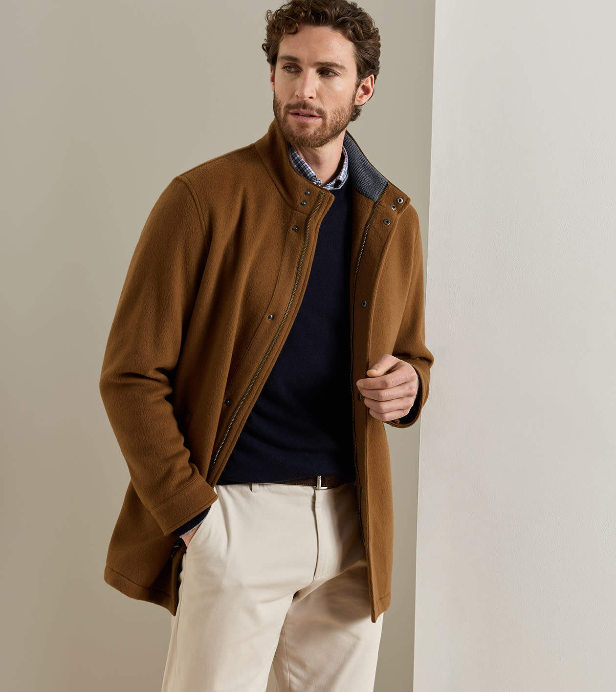 Crown Flex Merino City Coat in Dark Amber - Alternate Image 1