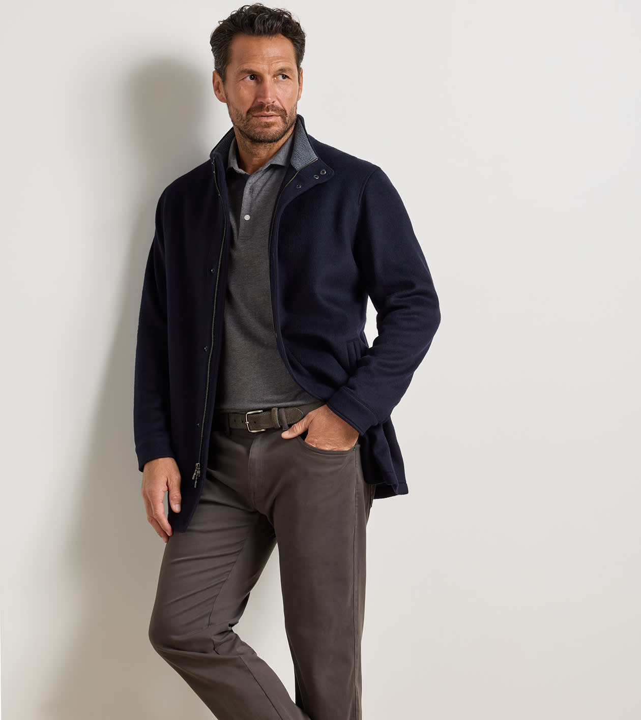 Crown Flex Merino City Coat in Navy - Alternate Image 1