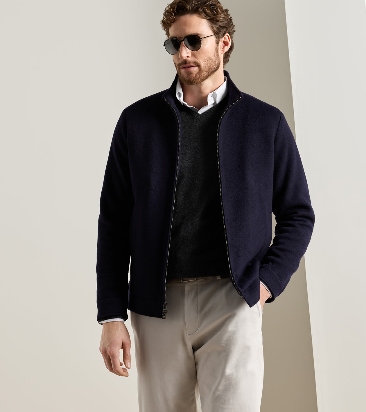 Crown Flex Merino Bomber in Navy - Alternate Image 1
