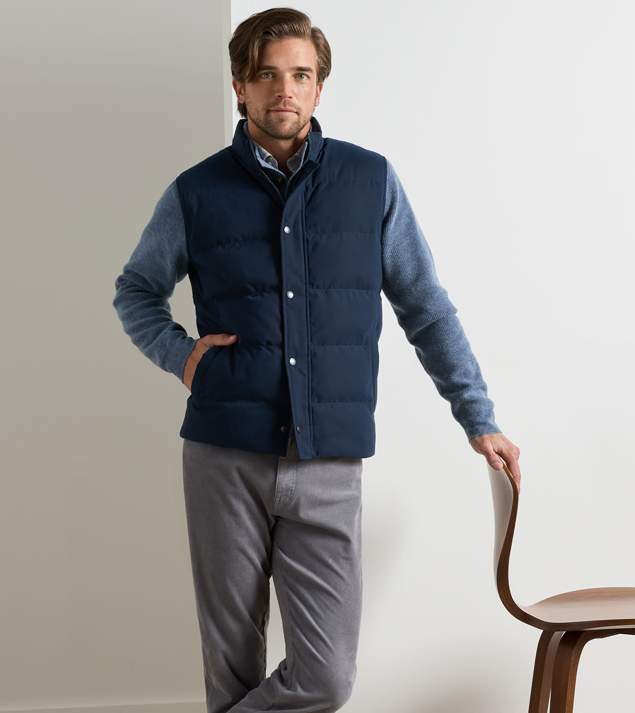 Bedford Quilted Vest in Dark Navy - Alternate Image 1