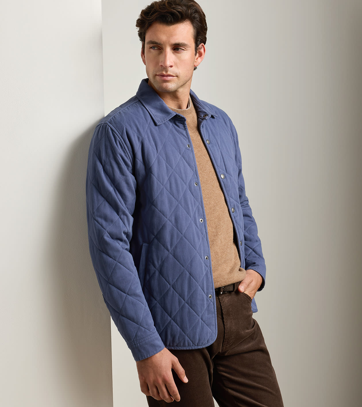Chatham Cotton Cashmere Shirt Jacket in CROWN BLUE - Alternate Image 1