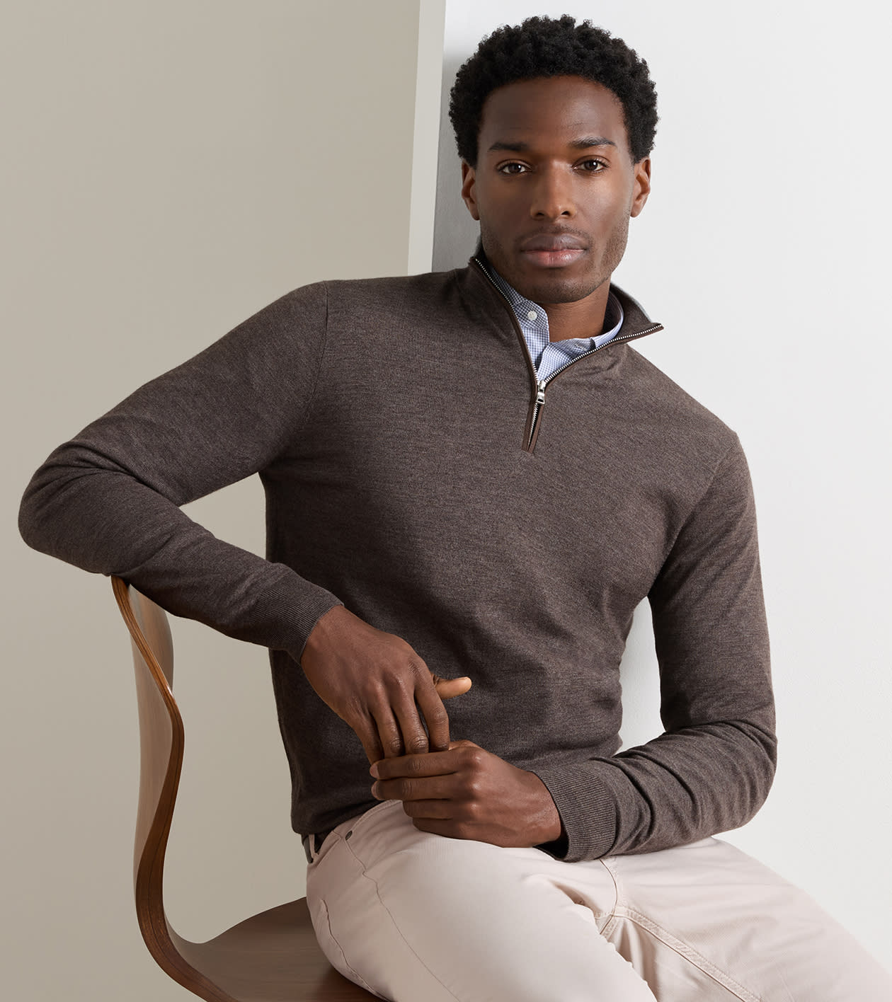 Excursionist Flex Quarter-Zip Sweater in ASH BROWN - Alternate Image 1