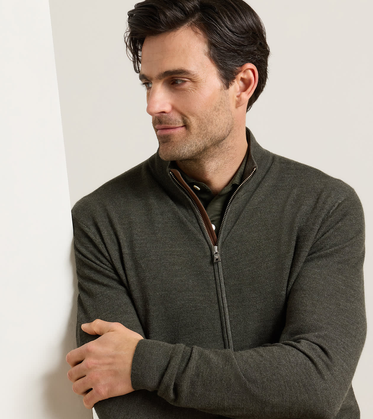 Excursionist Flex Full Zip Sweater in Dark Olive - Alternate Image 3