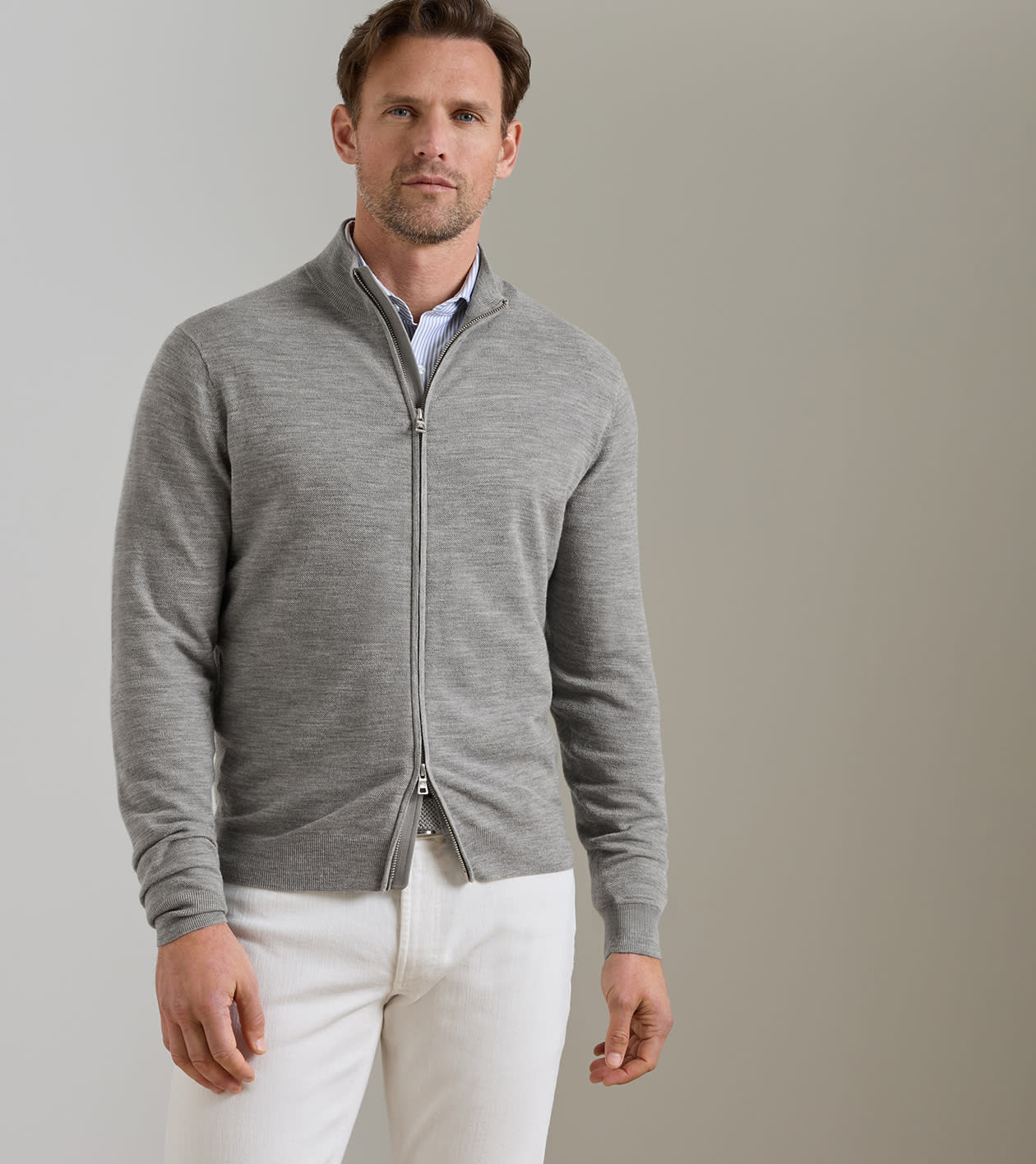 Excursionist Flex Full Zip Sweater in Gale Grey - Alternate Image 1
