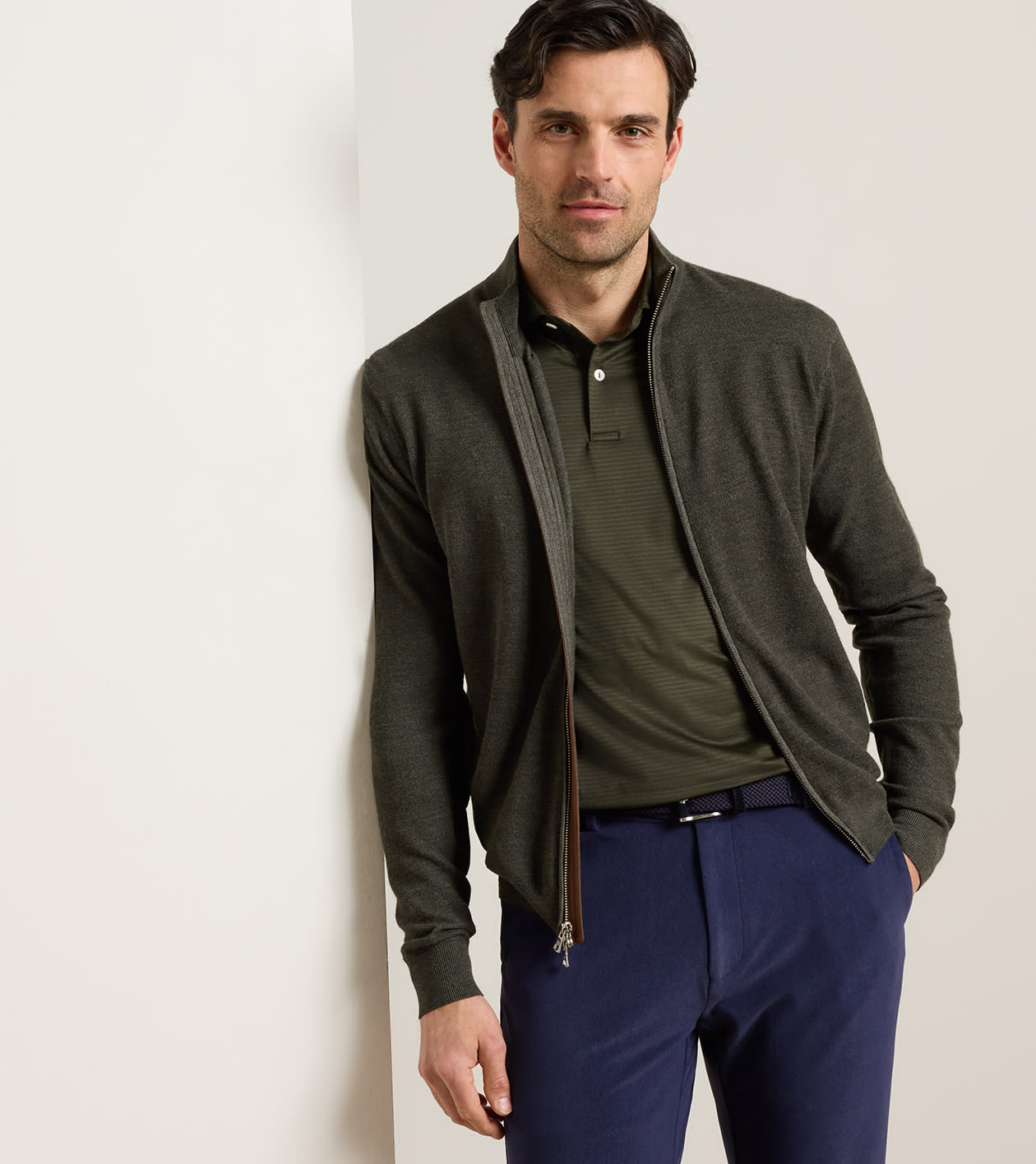 Excursionist Flex Full Zip Sweater in Dark Olive - Alternate Image 1