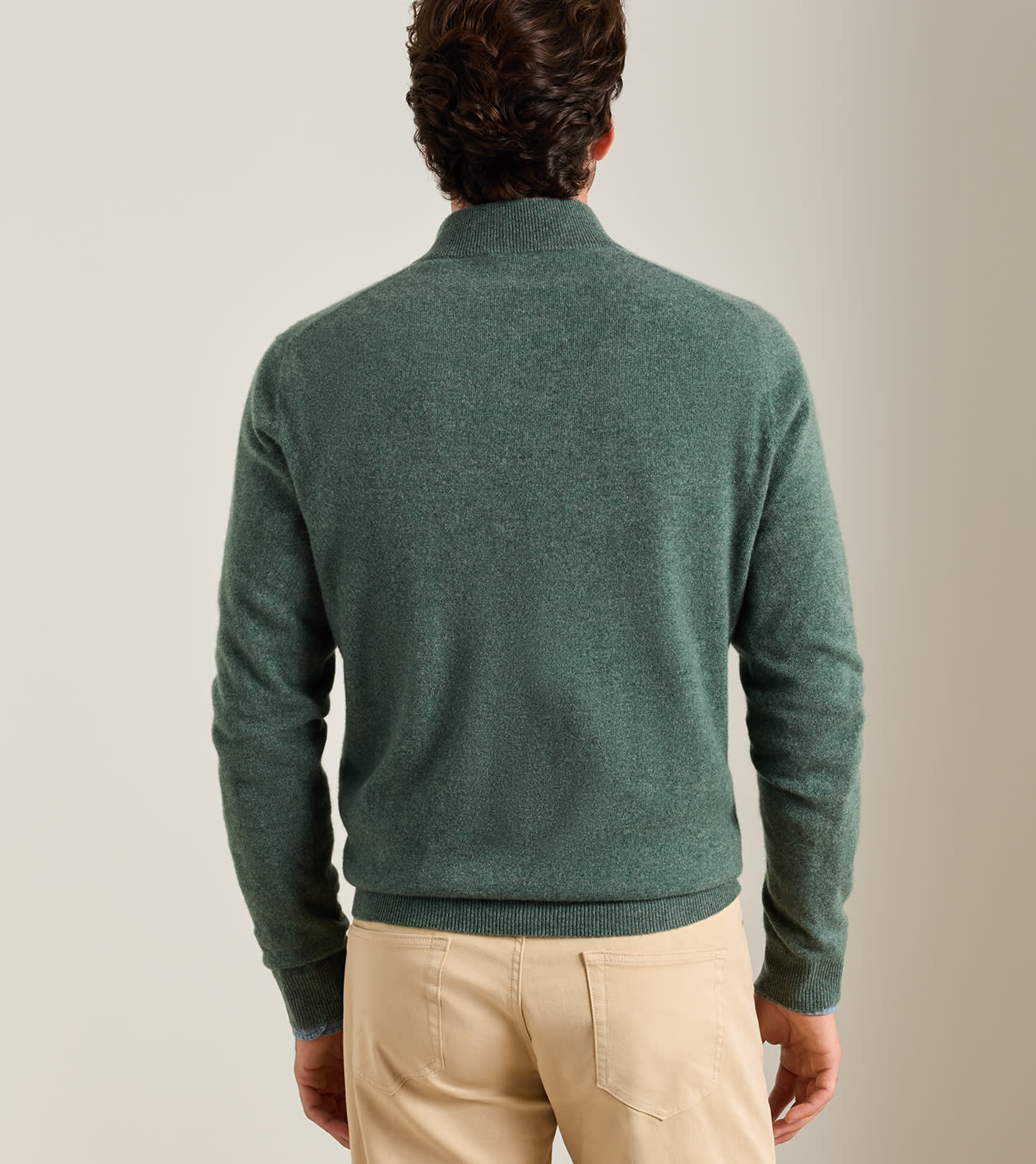 25th Anniversary Cashmere Quarter-Zip Jumper in IVY - Alternate Image 2