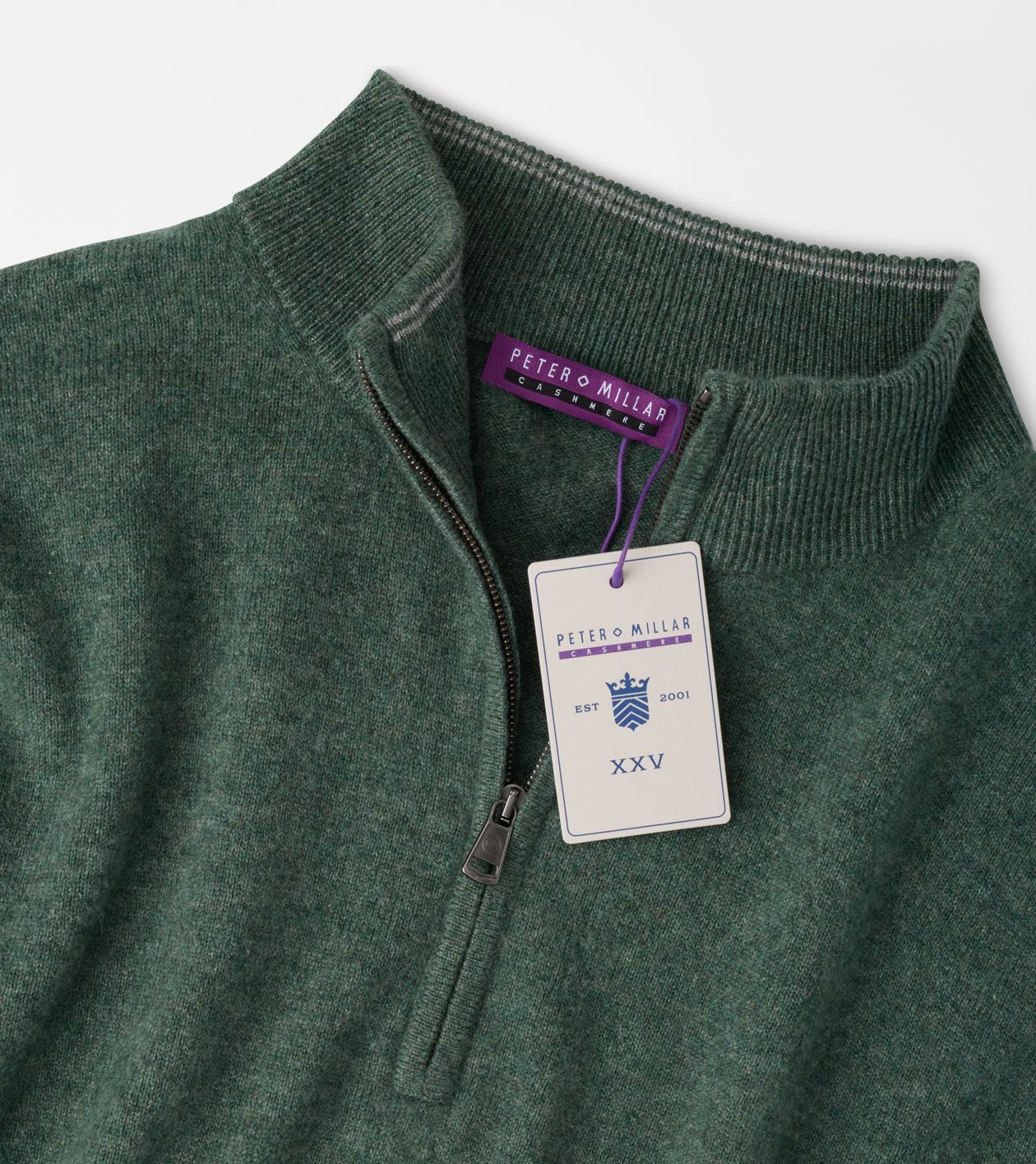25th Anniversary Cashmere Quarter-Zip Jumper in IVY - Alternate Image 5