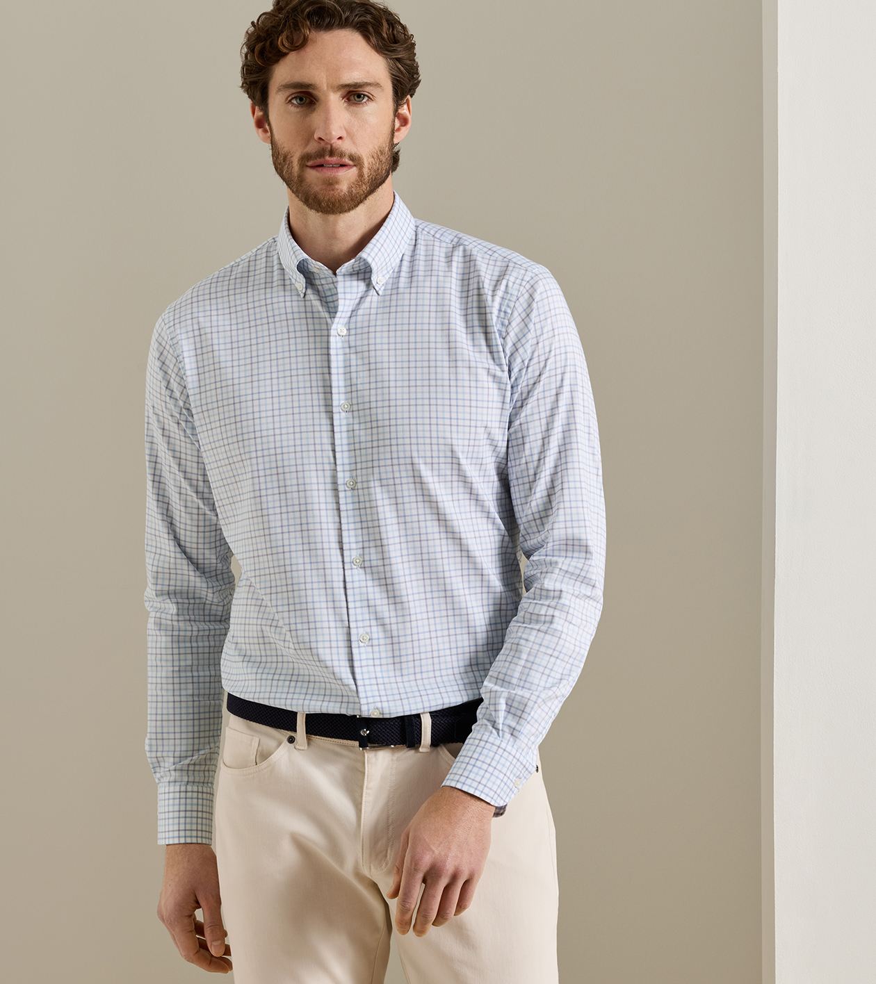 Bruce Crown Lite Cotton-Stretch Sport Shirt in BLUE FREESIA - Alternate Image 1