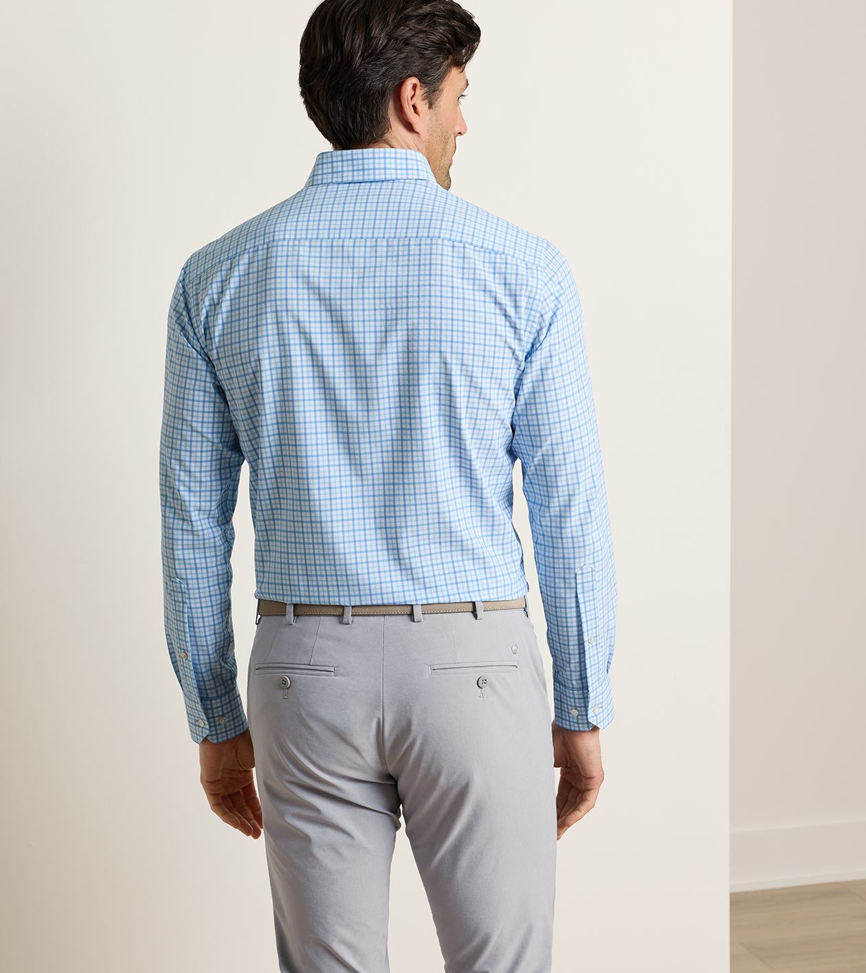 Clarence Performance Poplin Sport Shirt in WHITEHAVEN BLUE - Alternate Image 2