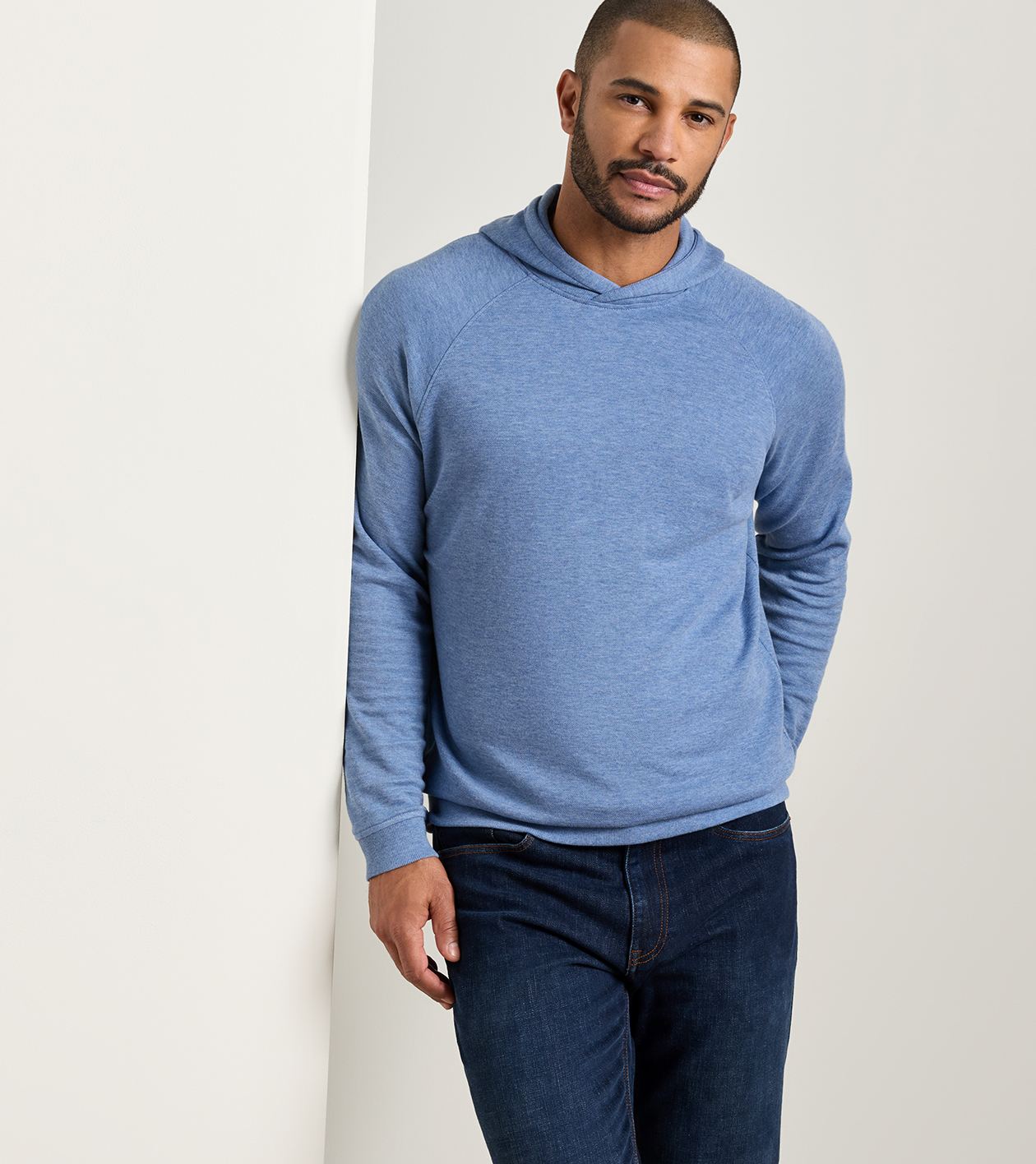Crown Comfort Knit Hoodie in BLUE FREESIA - Alternate Image 1