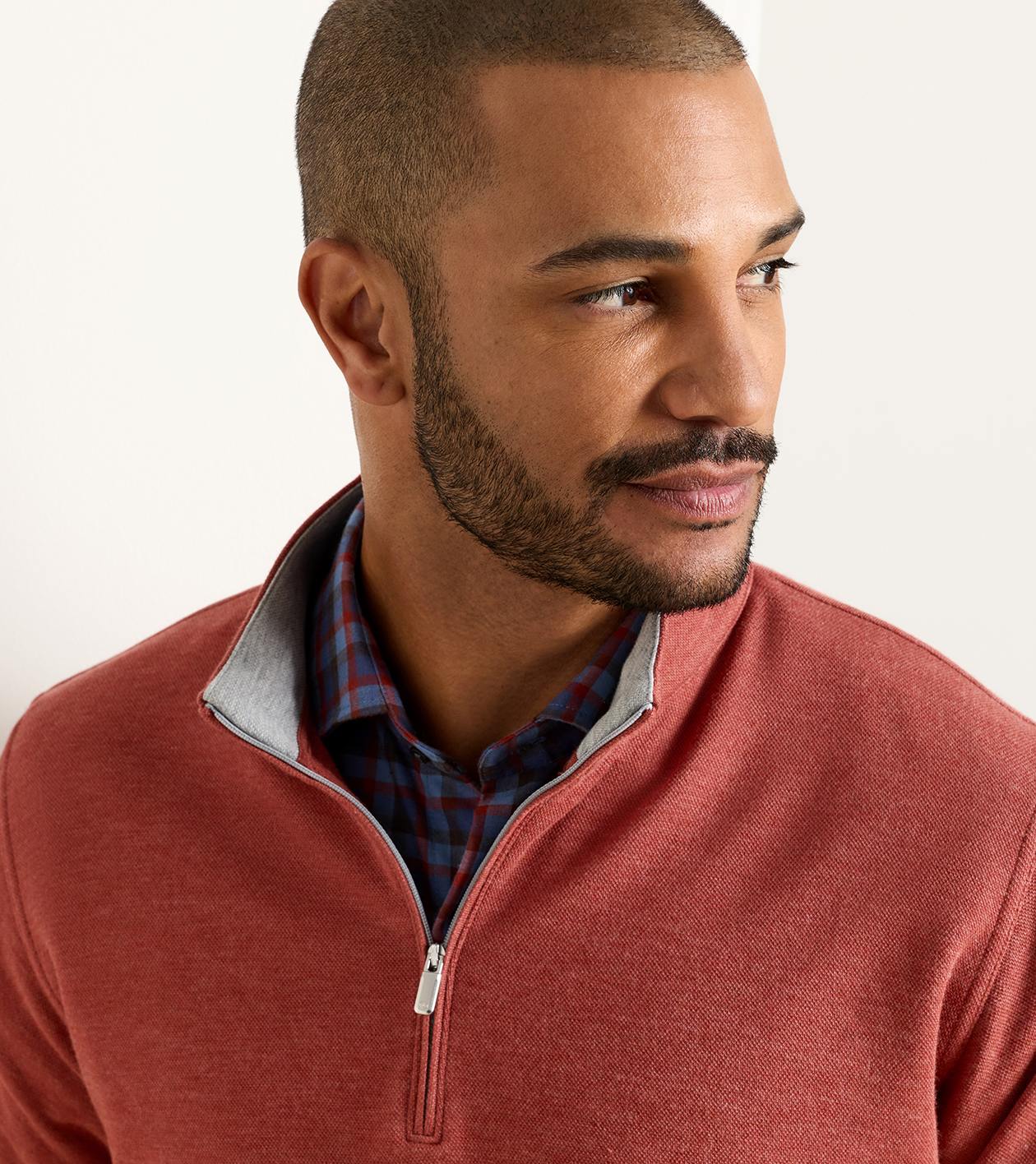 Crown Comfort Quarter-Zip Pullover in Burnt Orange - Alternate Image 3
