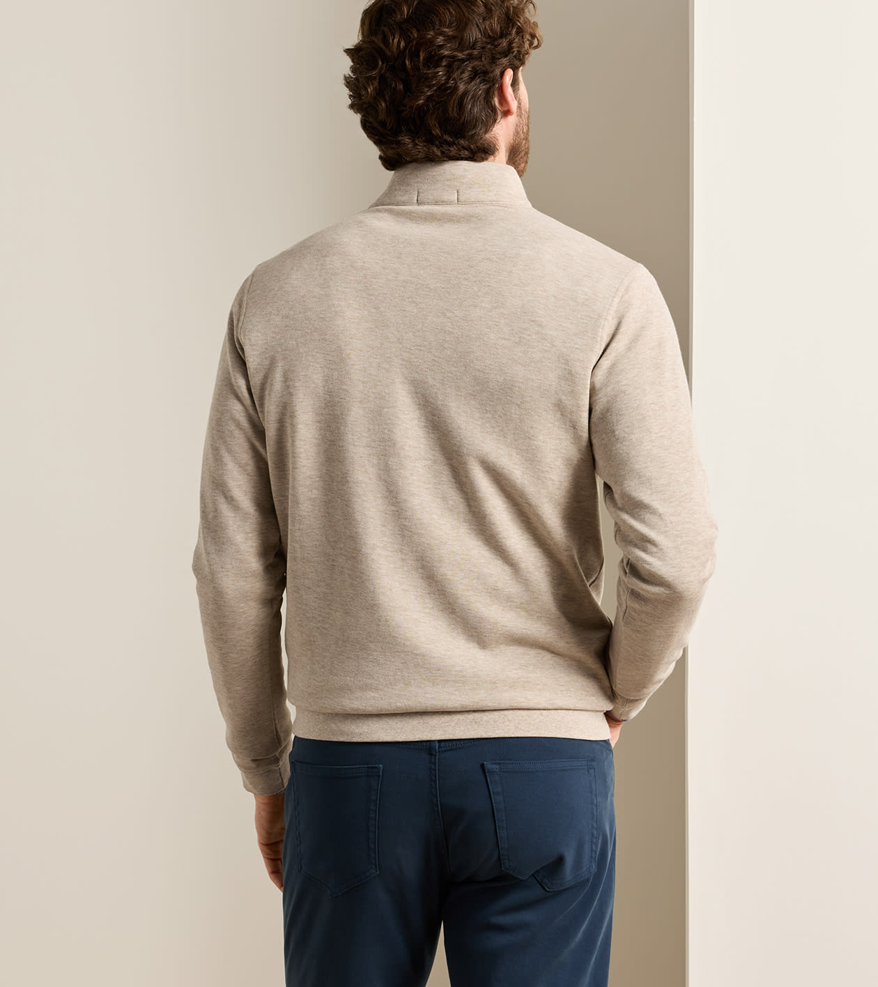 Crown Comfort Quarter-Zip Pullover in Stone - Alternate Image 2
