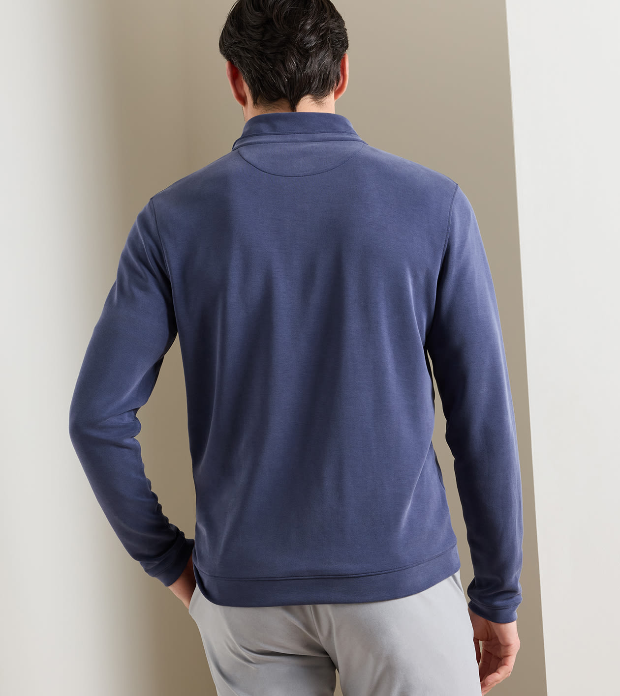 Soft Suede Performance Quarter-Zip in Navy - Alternate Image 2
