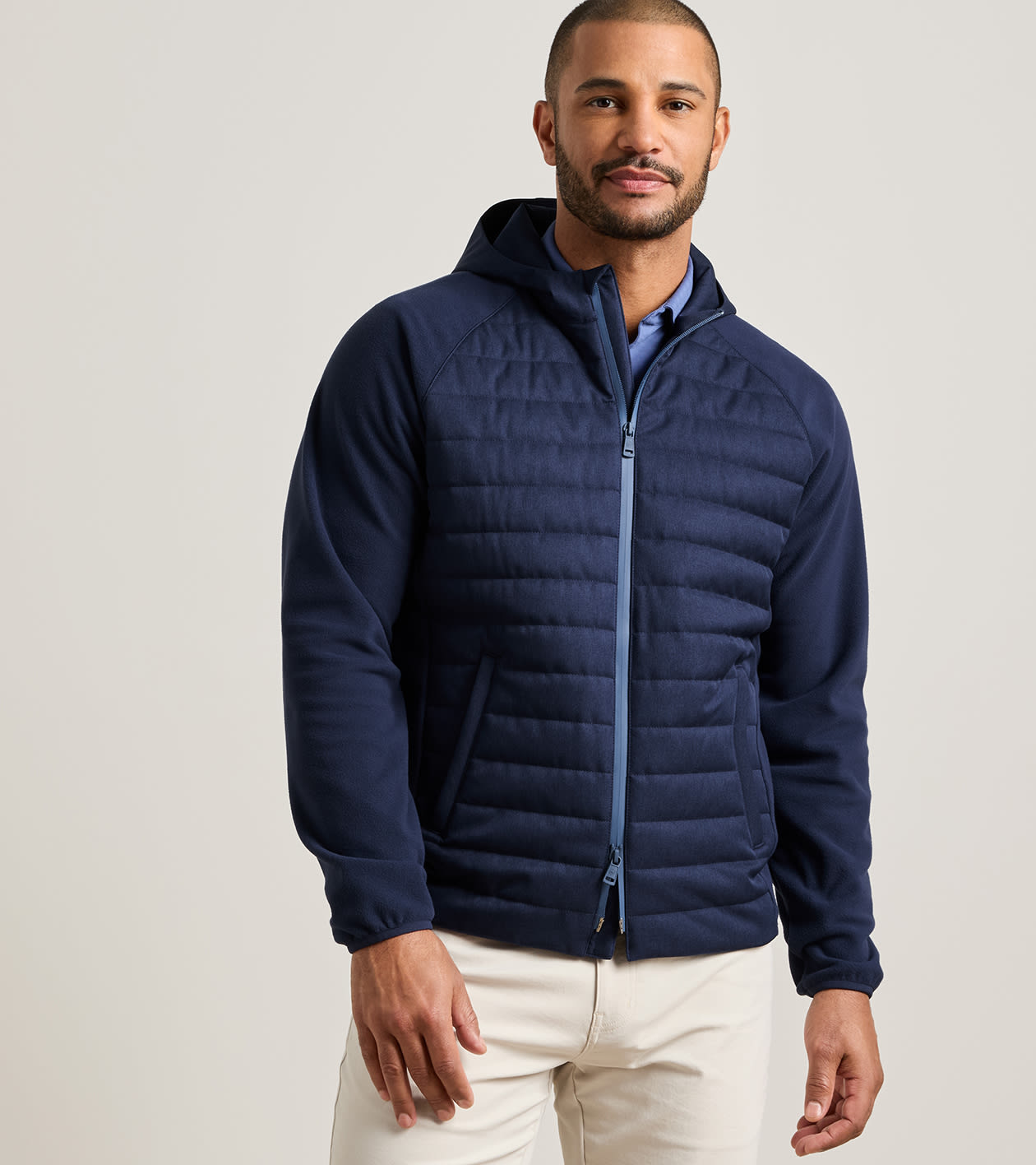 Parks Hybrid Hoodie Jacket in Navy - Alternate Image 1