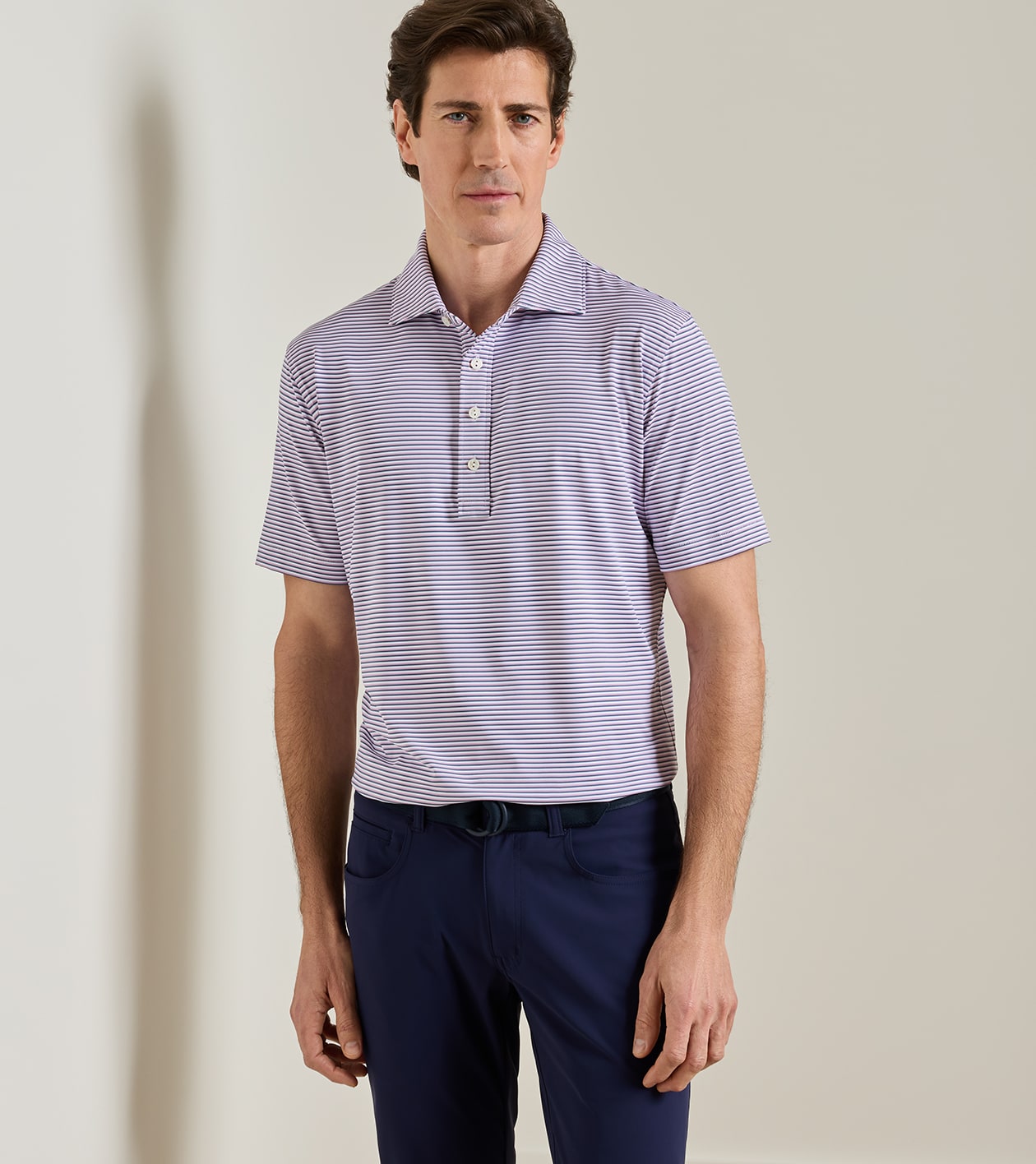 Rondo Performance Jersey Polo in WHITE / CADET - Alternate Image 1
