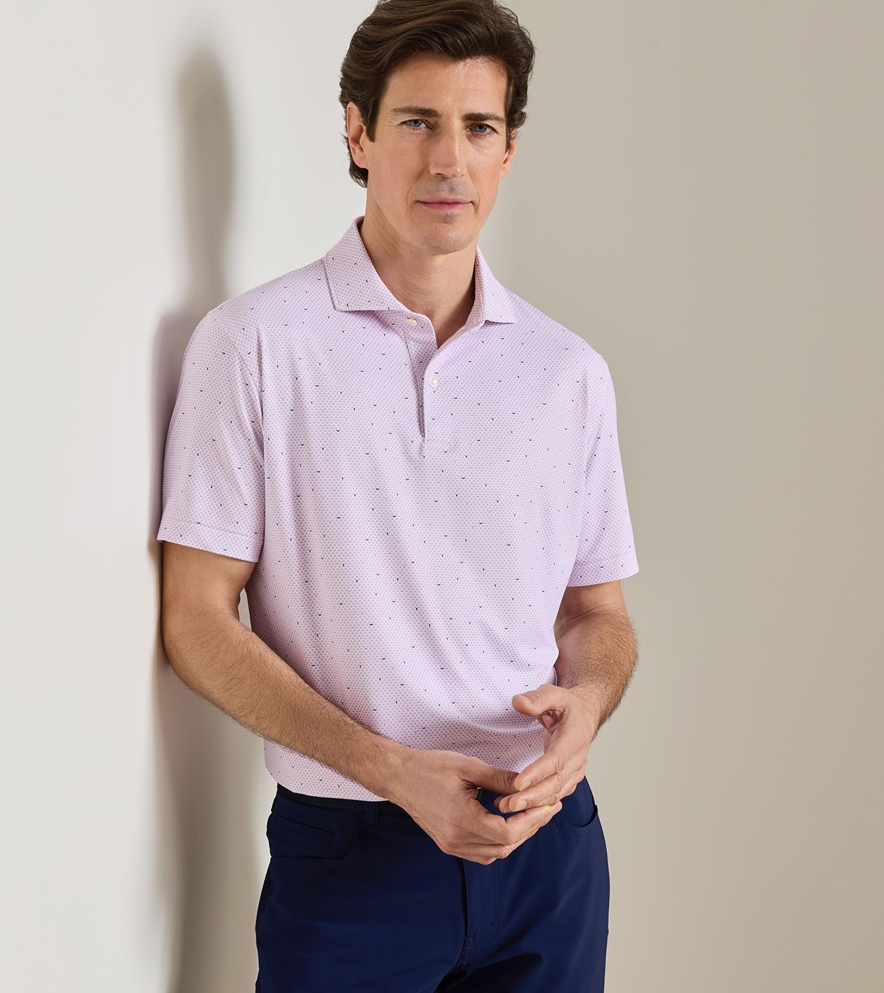 Endives Performance Jersey Polo in WHITE / SOFT ORCHID - Alternate Image 1