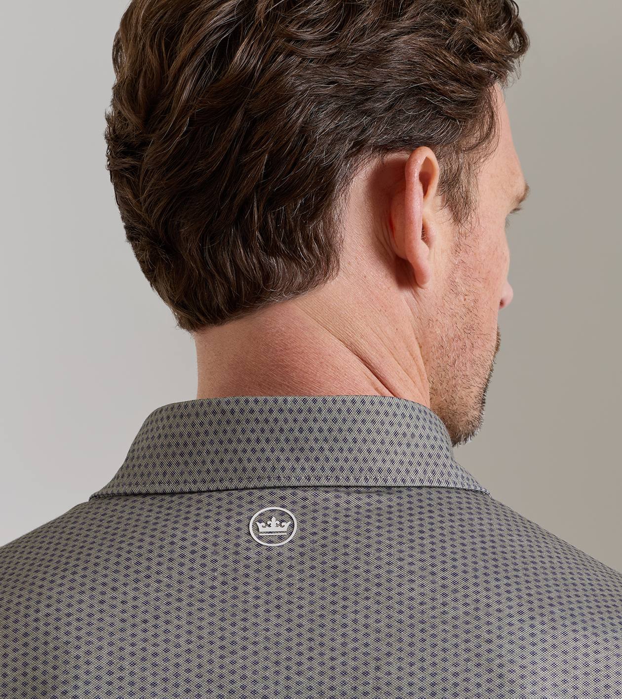 Albatross Diamond Cotton-Blend Piqu&eacute; Polo in Dark Olive - Alternate Image 3