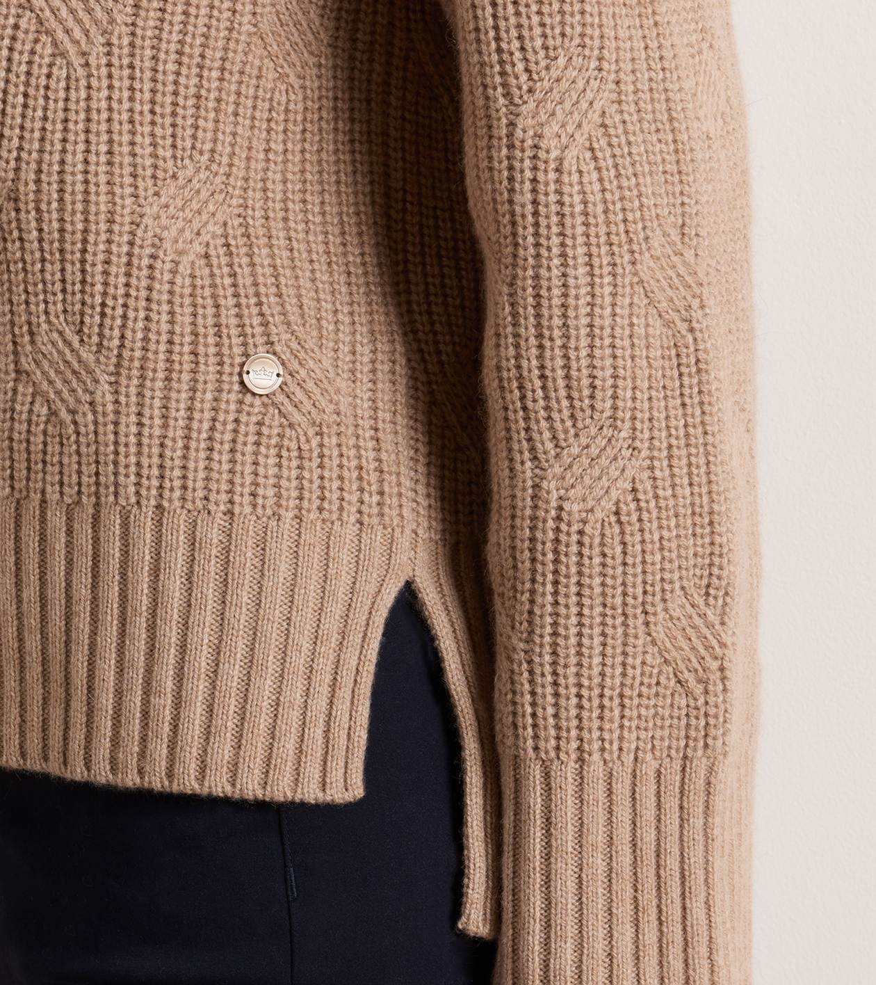 Rutherford Deco Stitch Half-Zip Sweater in CAMEL - Alternate Image 3