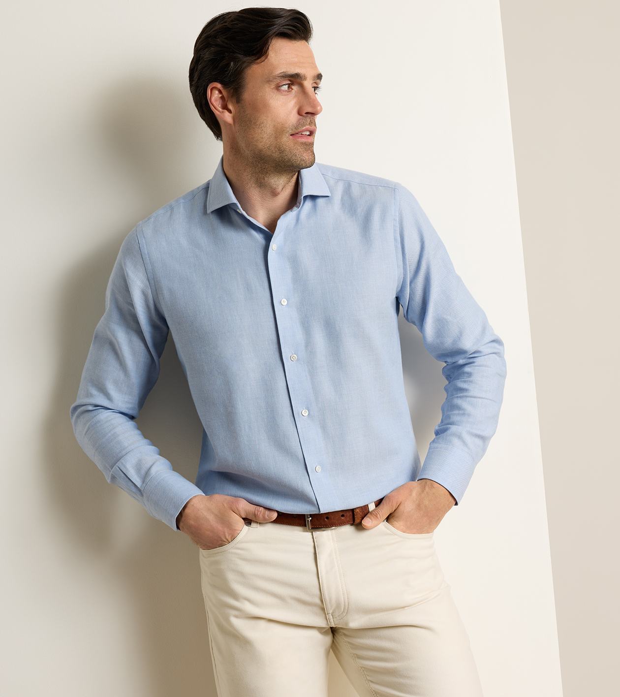 Amble Cotton Cashmere Sport Shirt in WINDY BLUE - Alternate Image 1