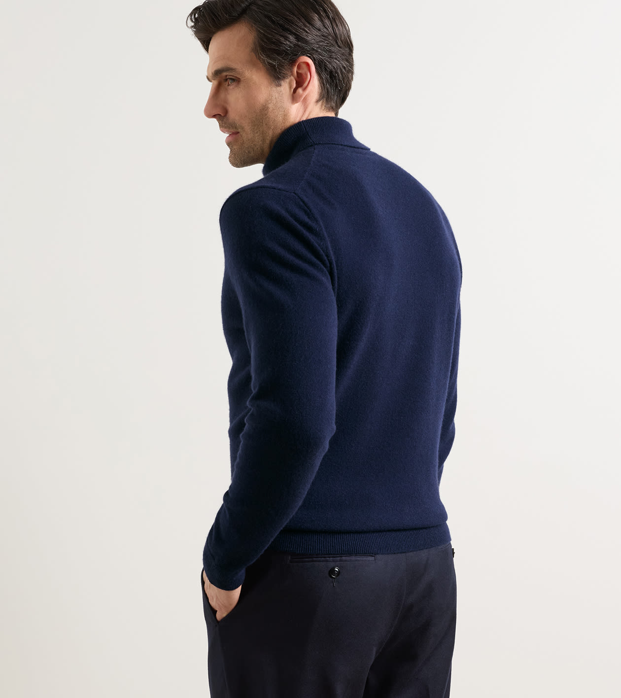 Artisan Crafted Cashmere Turtleneck Sweater in Navy - Alternate Image 2