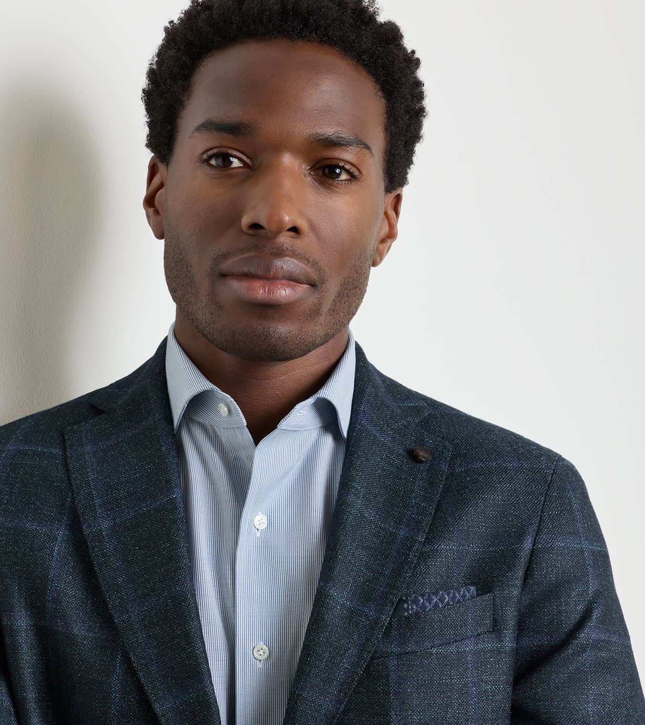 Endives Pocket Square in Navy - Alternate Image 1