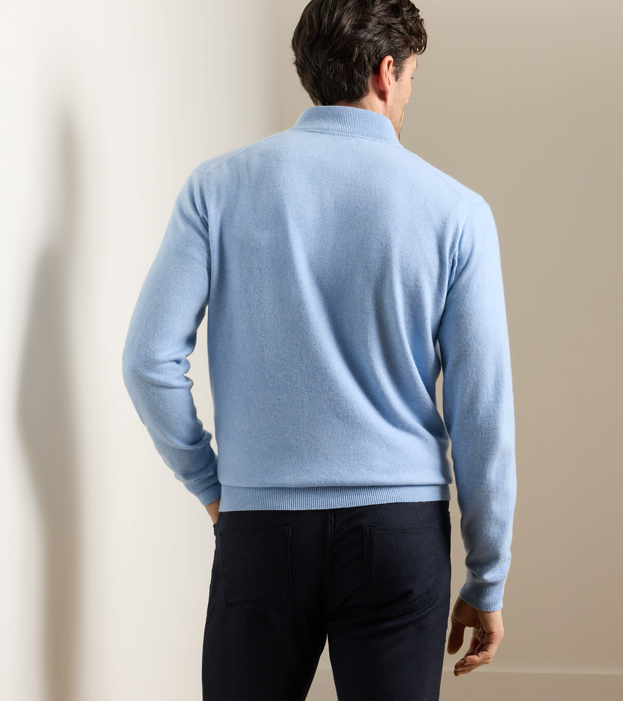 Artisan Crafted Cashmere Flex Quarter-Zip in Blue Frost - Alternate Image 2