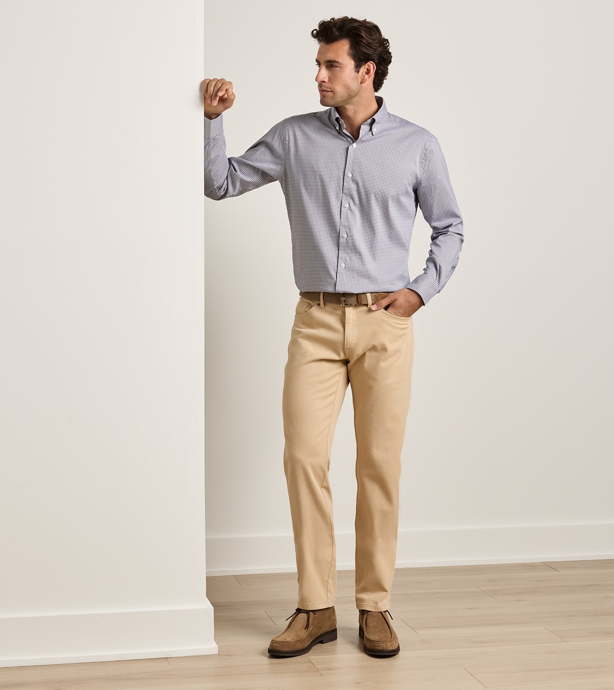 Crown Cotton Canvas Five-Pocket Trouser in CAMEL - Alternate Image 1