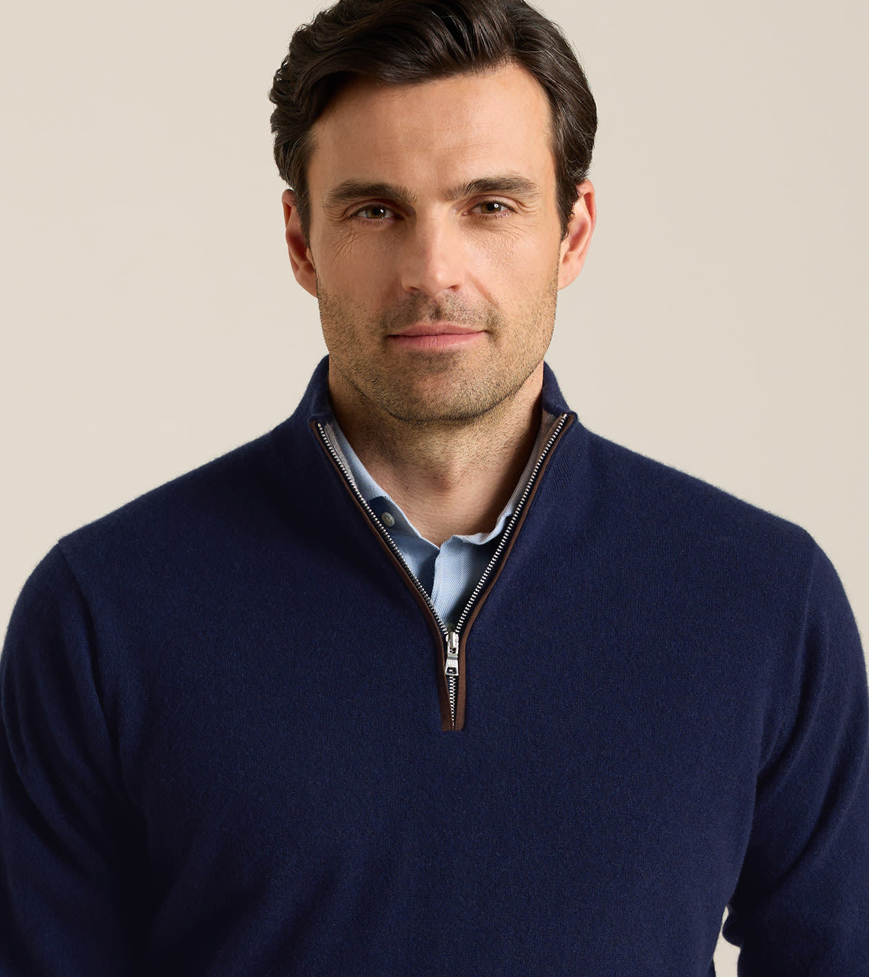 Artisan Crafted Cashmere Flex Quarter-Zip in Navy - Alternate Image 3