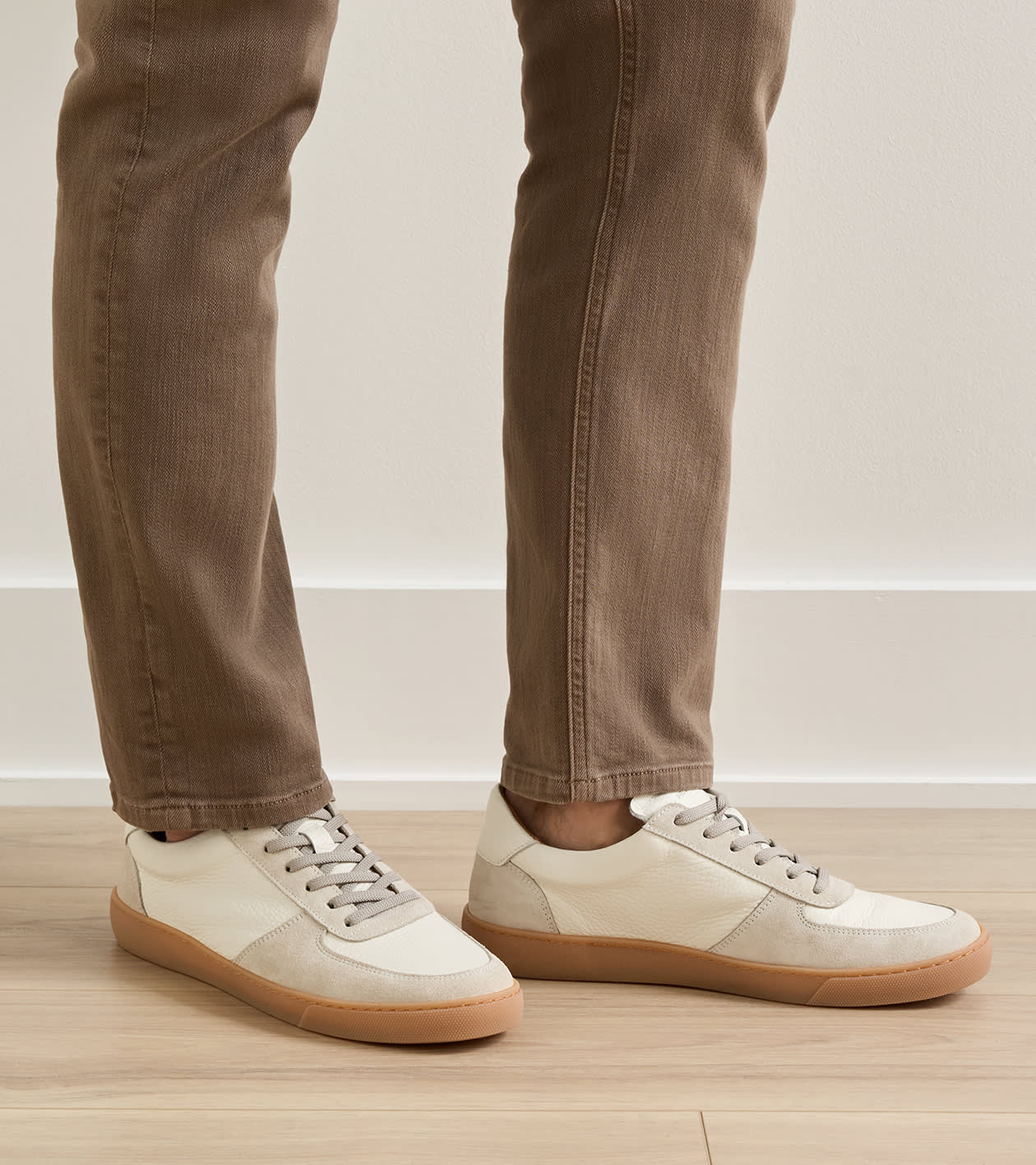 Odyssey Deerskin and Suede Sneaker in Ivory - Alternate Image 1