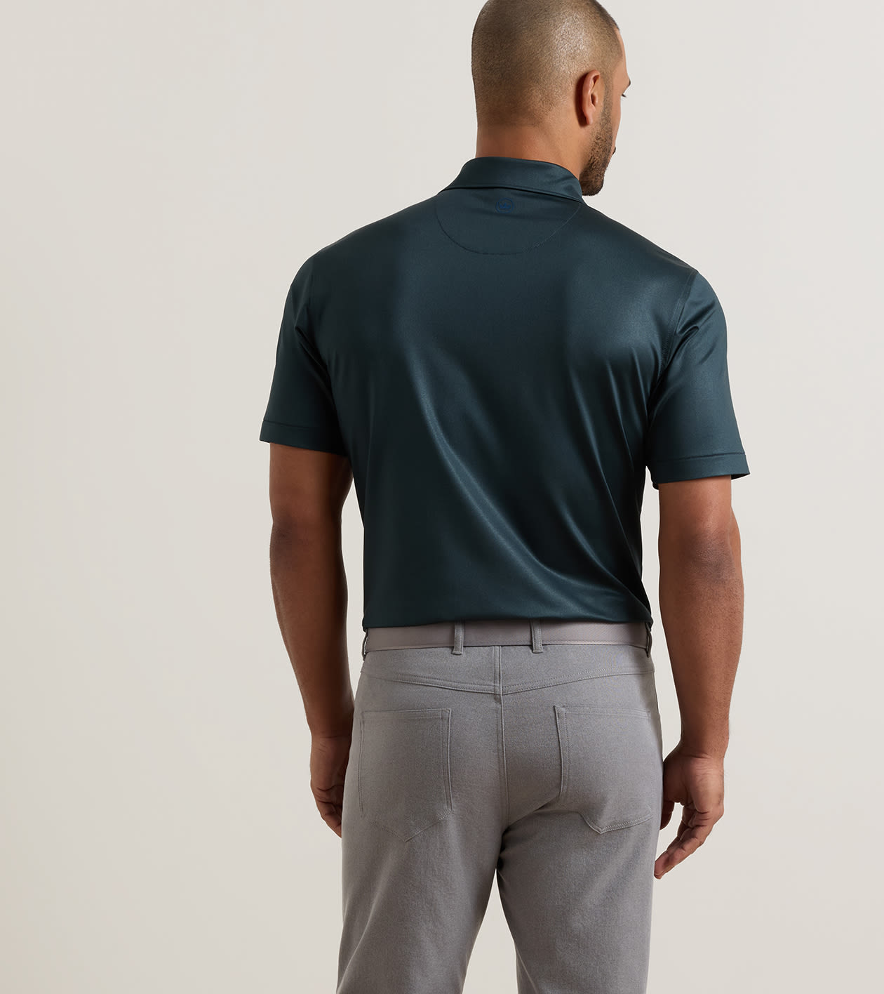 Herringbone Performance Jersey Polo in Navy - Alternate Image 2