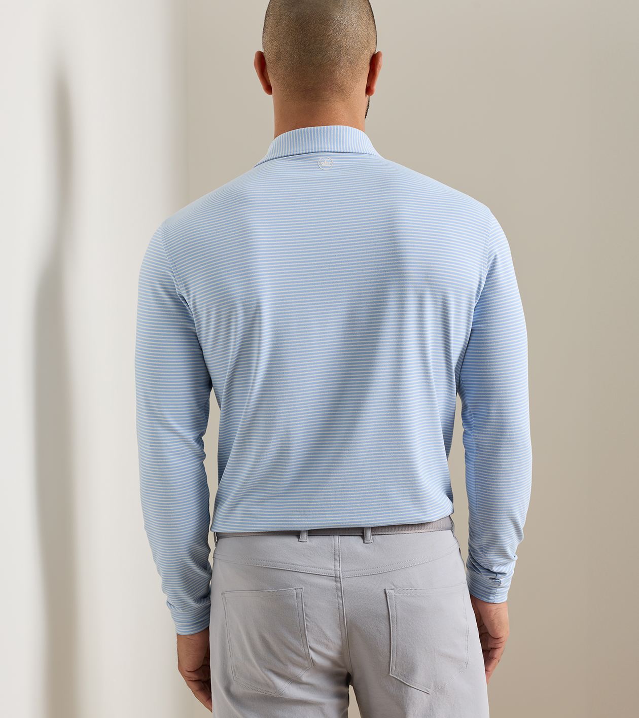 Lyons Stripe Performance Jersey Long-Sleeve Polo in LAKESIDE - Alternate Image 2