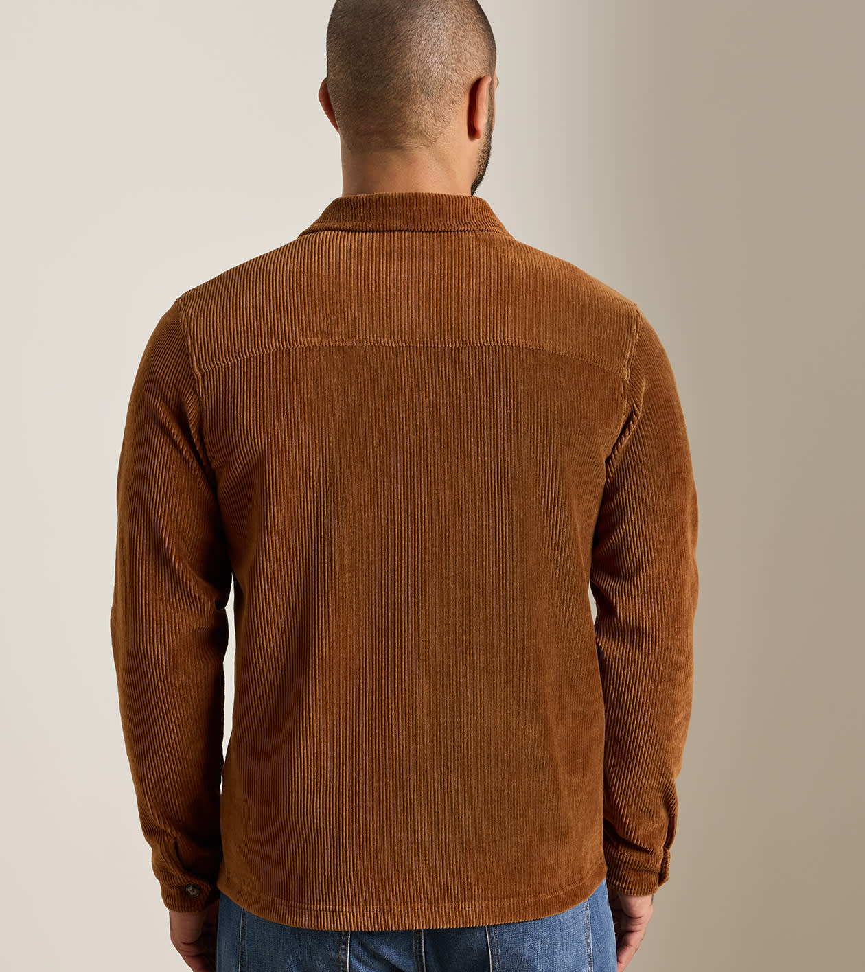Corduroy Knit Chore Coat in Dark Amber - Alternate Image 2