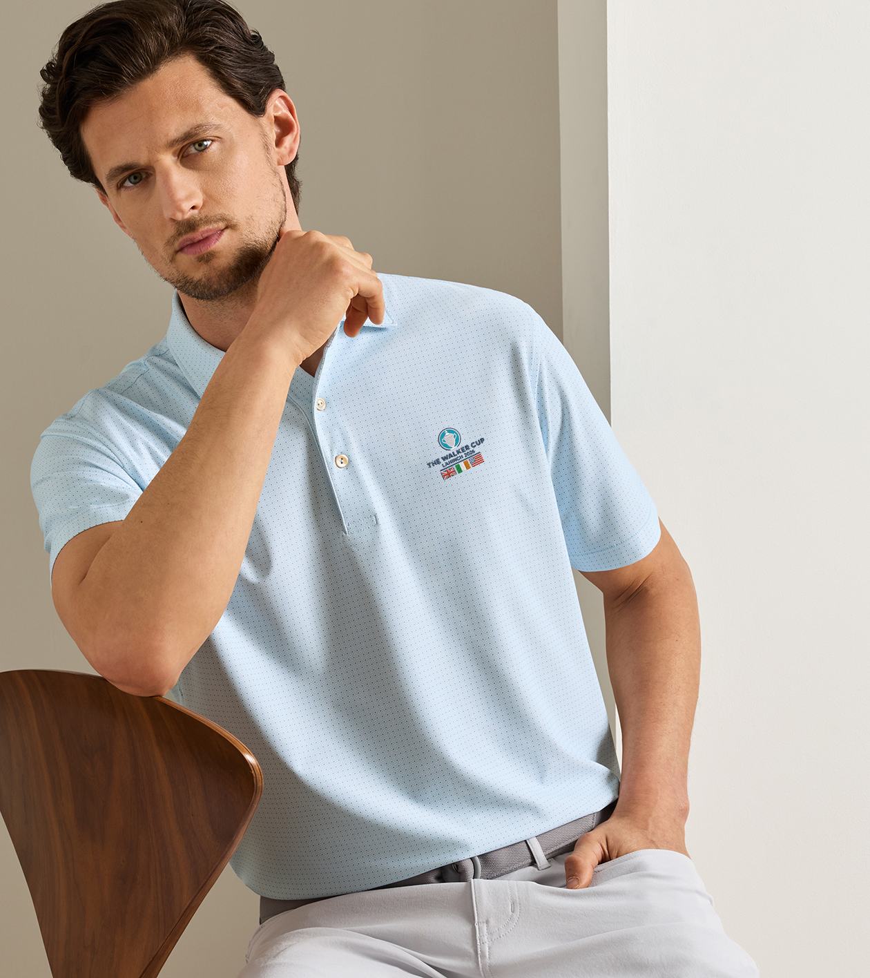 51st Walker Cup Mosaic Performance Mesh Polo in PALE BLUE - Alternate Image 1