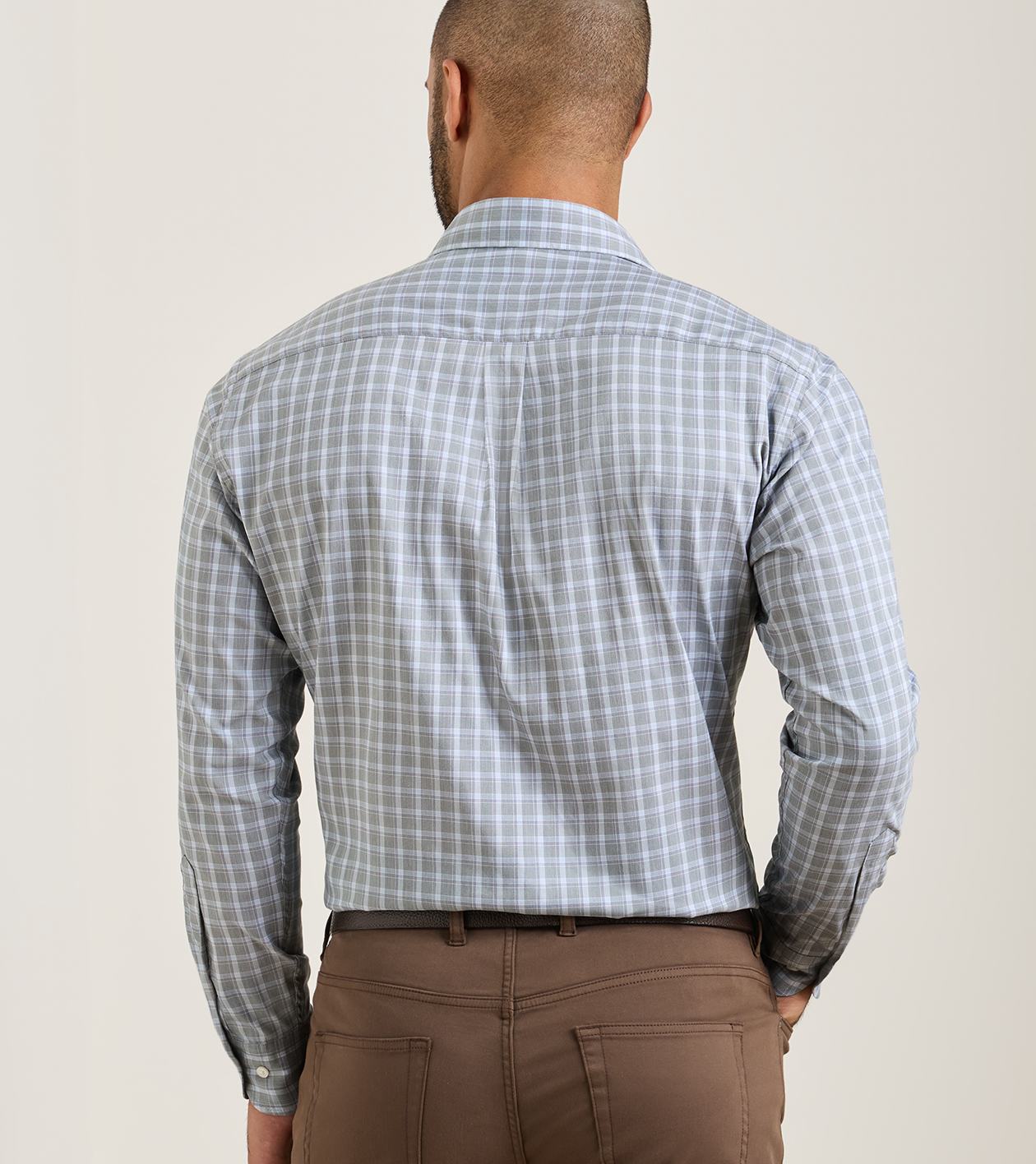 Lincoln Crown Lite Cotton-Stretch Sport Shirt in PINE BROOK - Alternate Image 2
