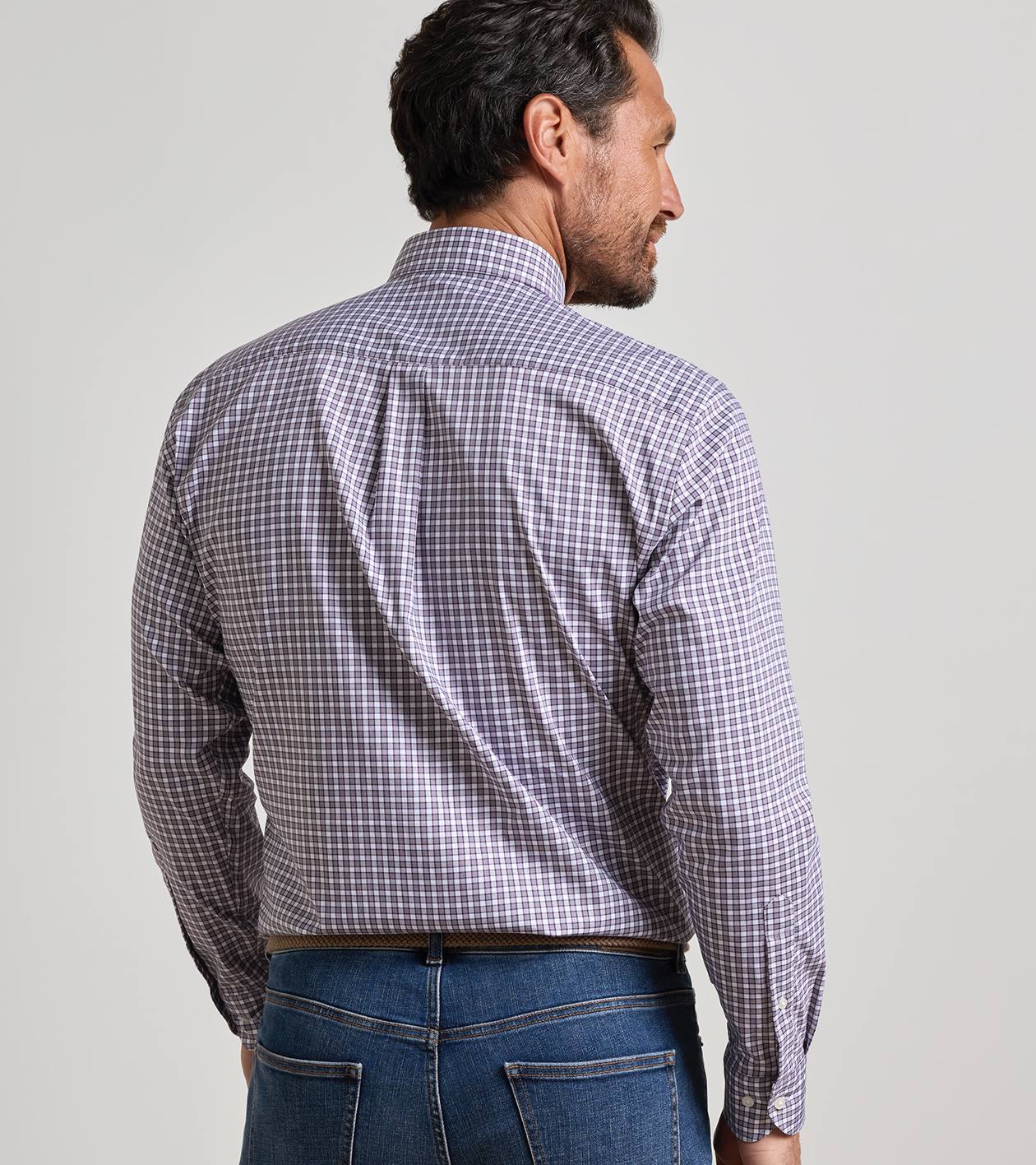 Atlas Crown Lite Cotton-Stretch Sport Shirt in GRAPESEED - Alternate Image 2