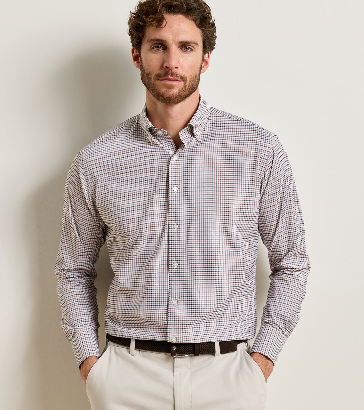 Axel Performance Twill Sport Shirt in PINE BROOK - Alternate Image 1