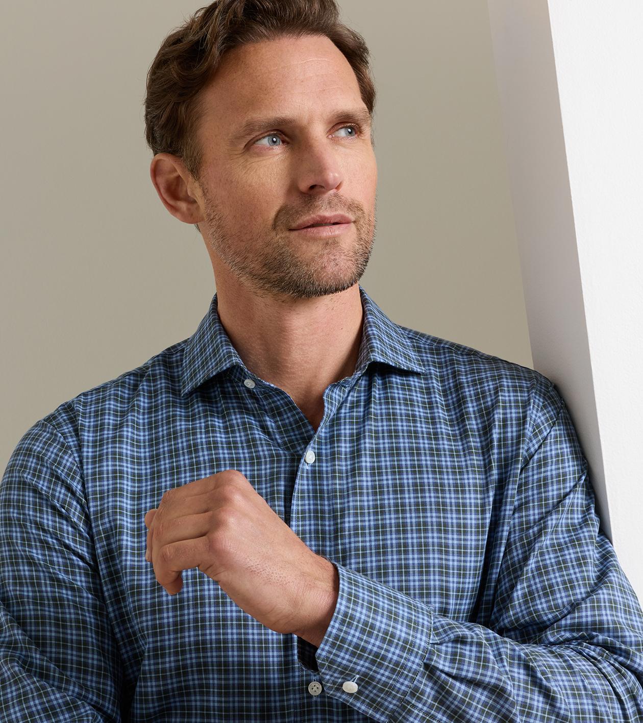Bernard Cotton Sport Shirt in WINDY BLUE - Alternate Image 3