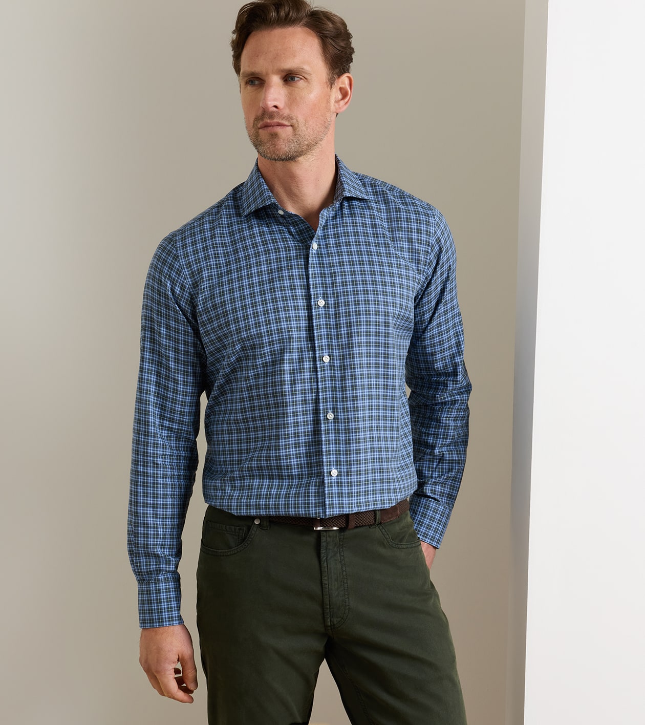 Bernard Cotton Sport Shirt in WINDY BLUE - Alternate Image 1