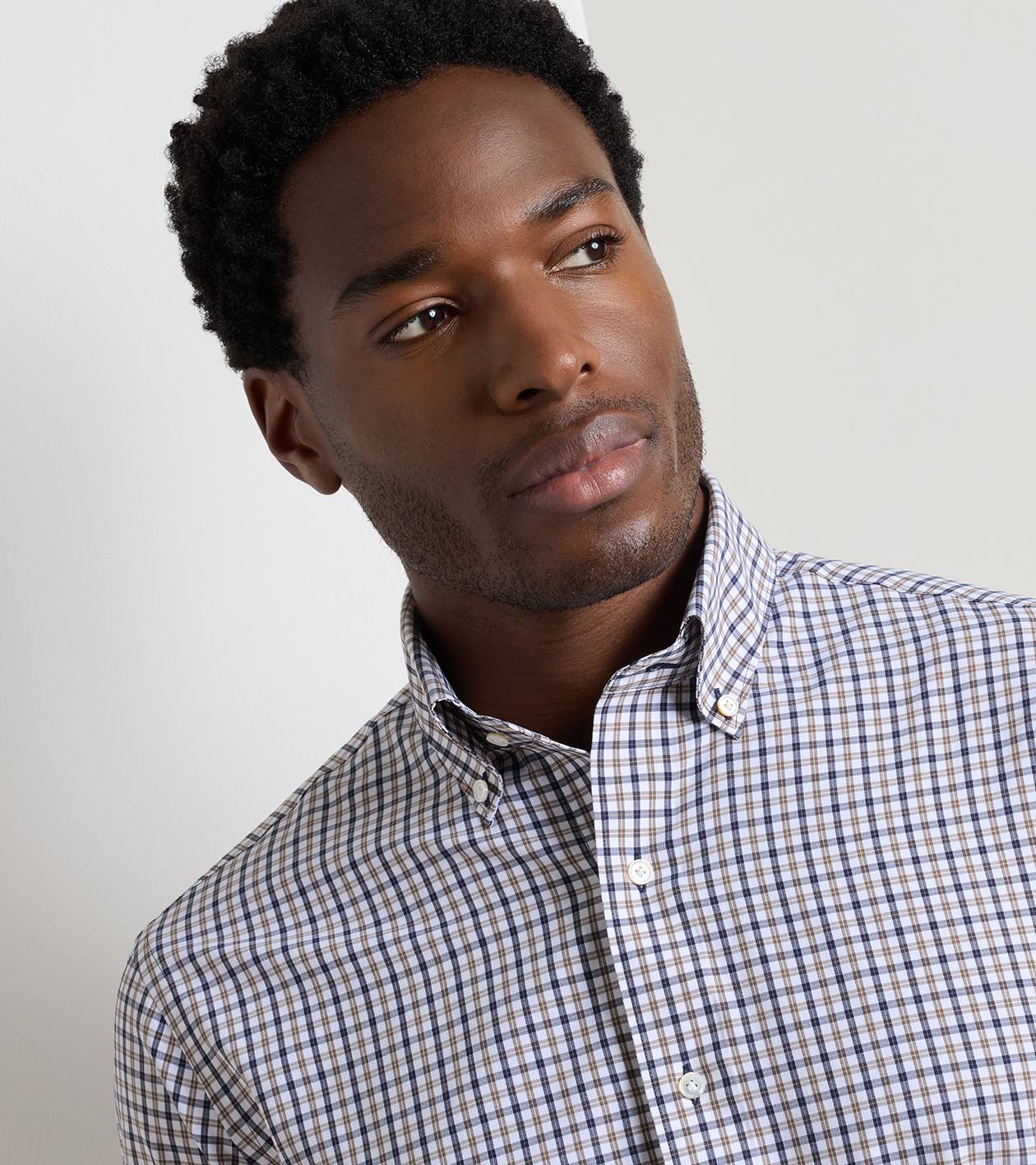 Clarence Performance Poplin Sport Shirt in Navy - Alternate Image 3