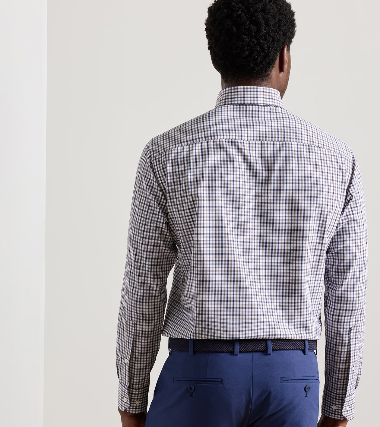 Clarence Performance Poplin Sport Shirt in Navy - Alternate Image 2
