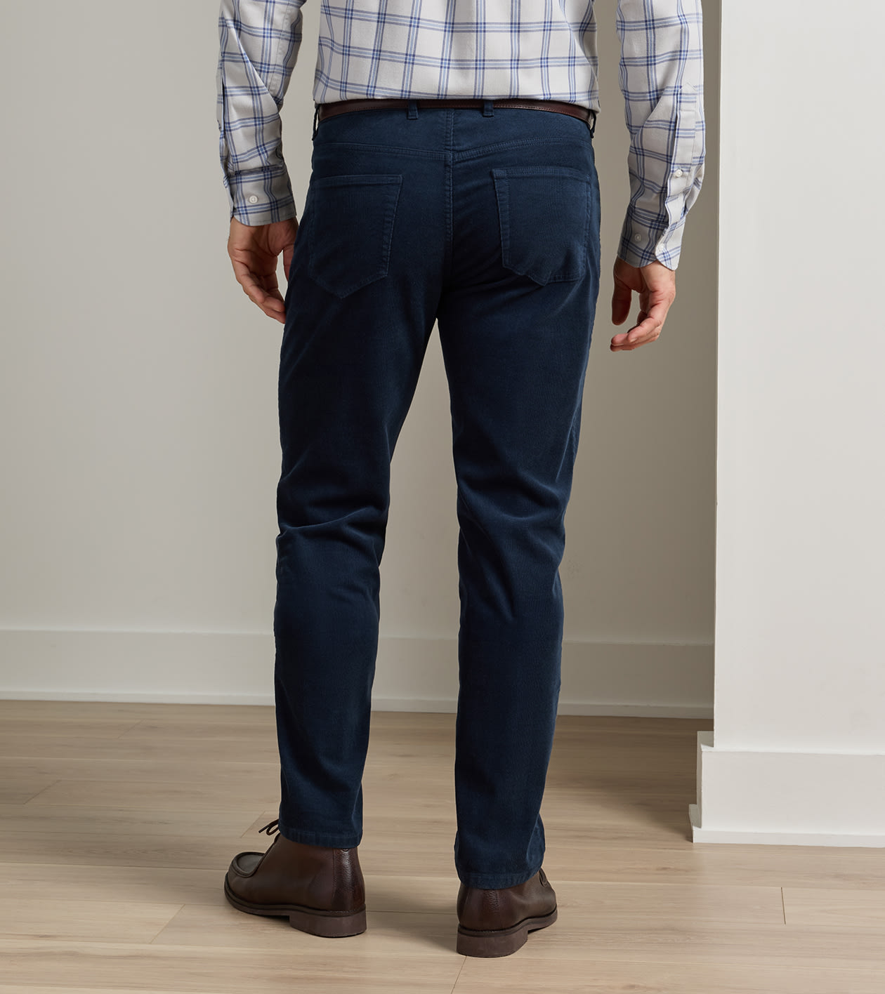 Classic Comfort Corduroy Five Pocket Trouser in Dark Navy - Alternate Image 2