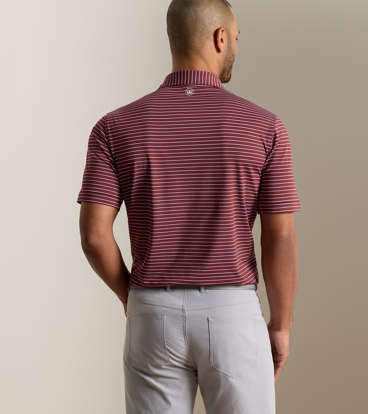 Oaks Performance Jersey Polo in Bordeaux - Alternate Image 2