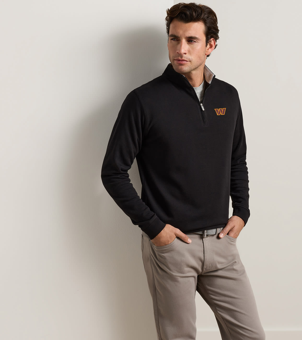 Washington Commanders Crown Comfort Quarter-Zip Pullover in Black - Alternate Image 1