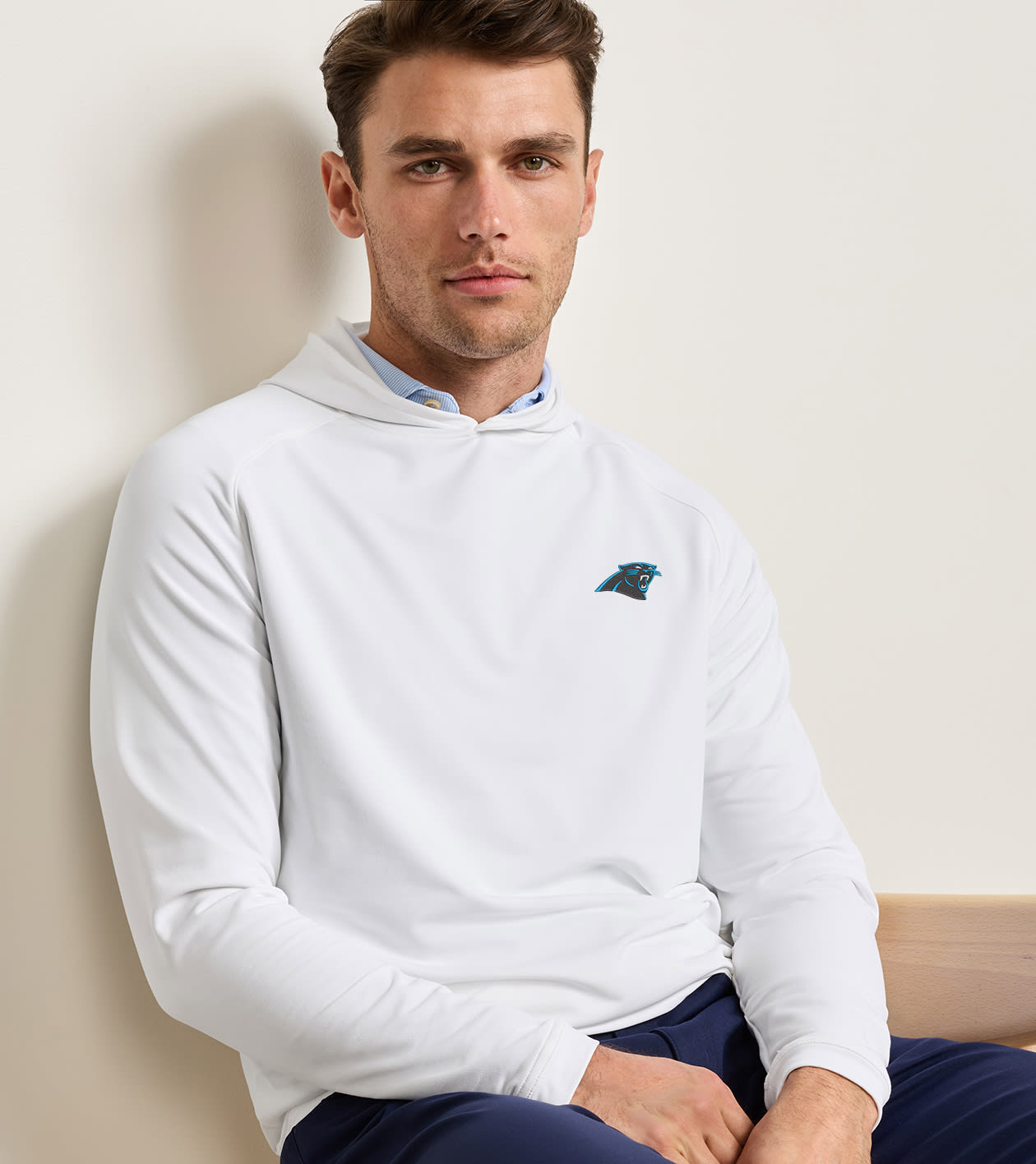 Carolina Panthers Pine Performance Hoodie in White - Alternate Image 1