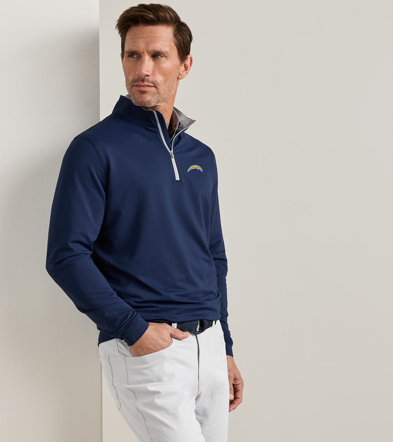 Los Angeles Chargers Perth Performance Quarter-Zip in Navy - Alternate Image 1