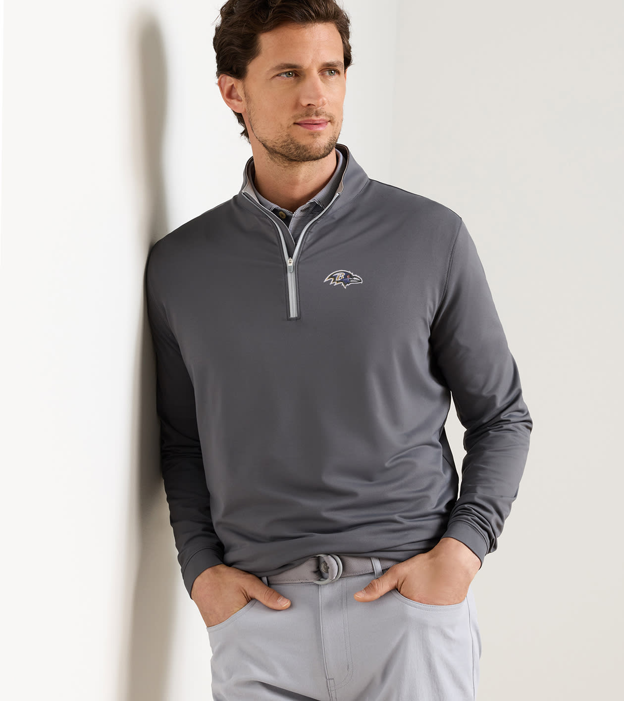 Baltimore Ravens Perth Performance Quarter-Zip in Iron - Alternate Image 1