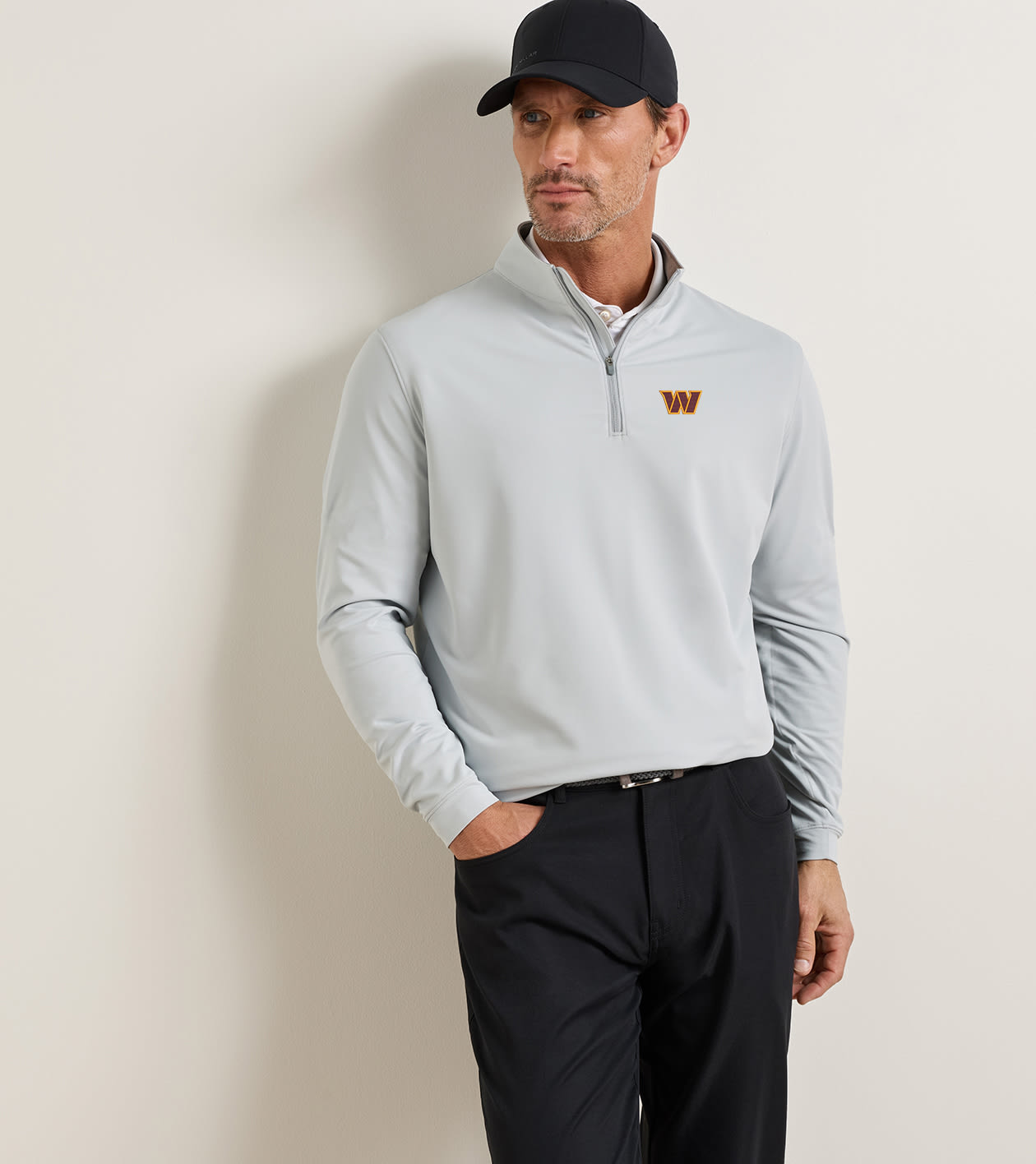 Washington Commanders Perth Performance Quarter-Zip in British Grey - Alternate Image 1