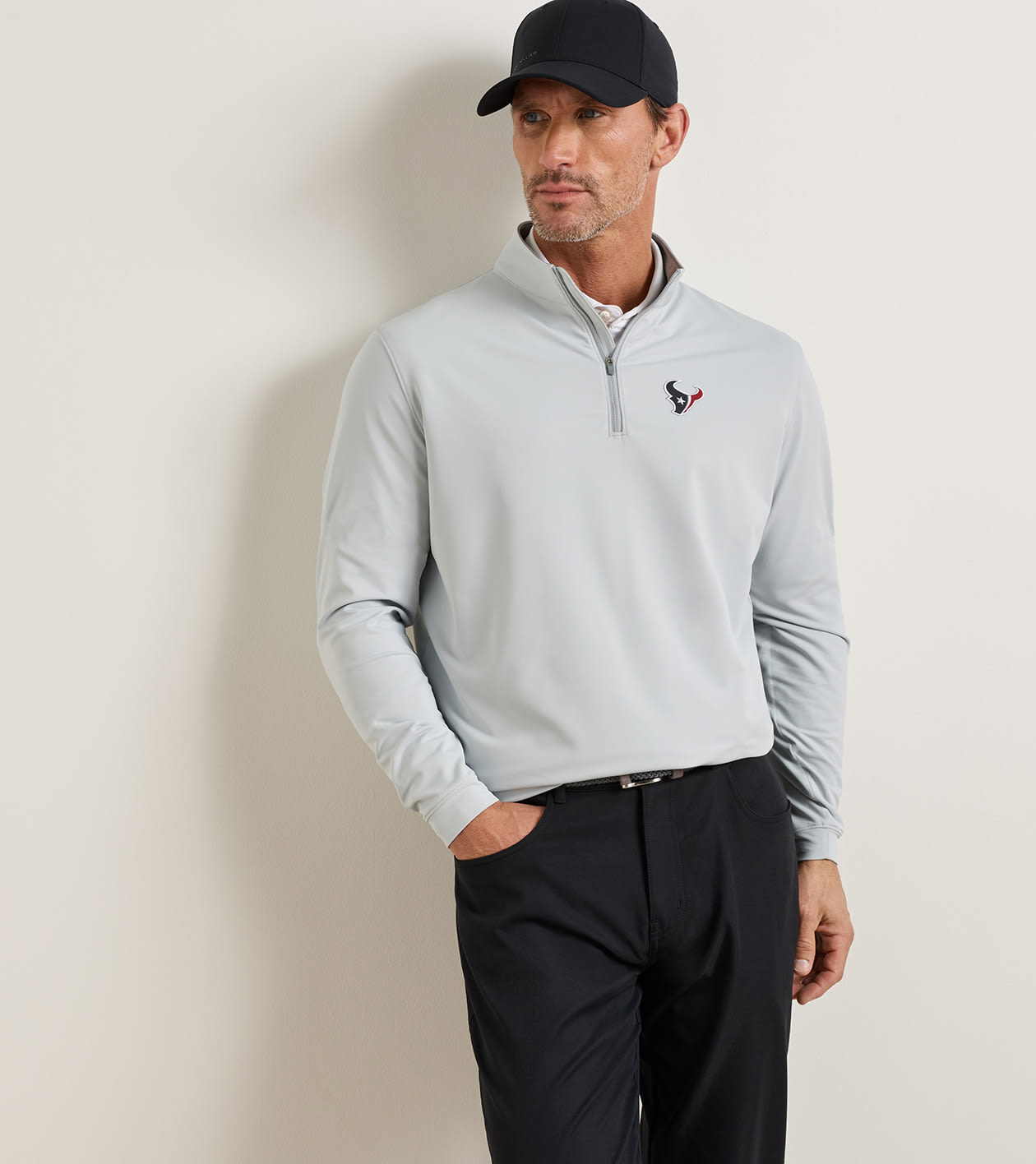 Houston Texans Perth Performance Quarter-Zip in British Grey - Alternate Image 1