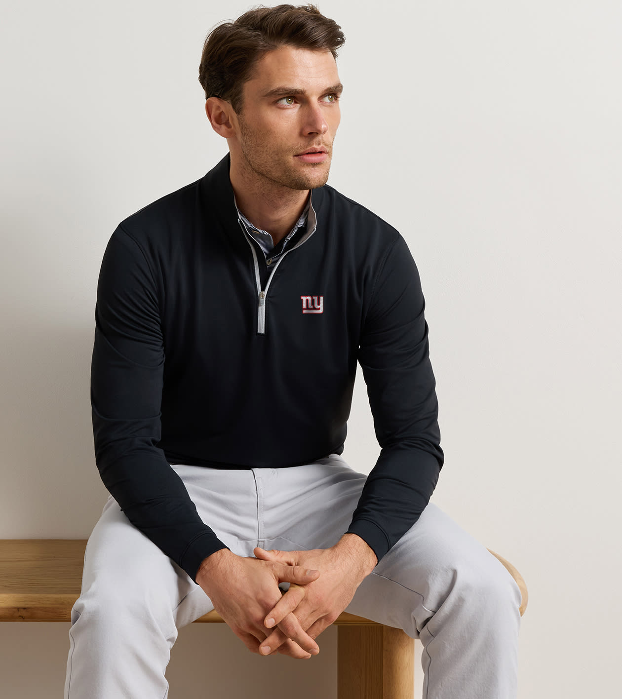 New York Giants Perth Performance Quarter-Zip in Black - Alternate Image 1