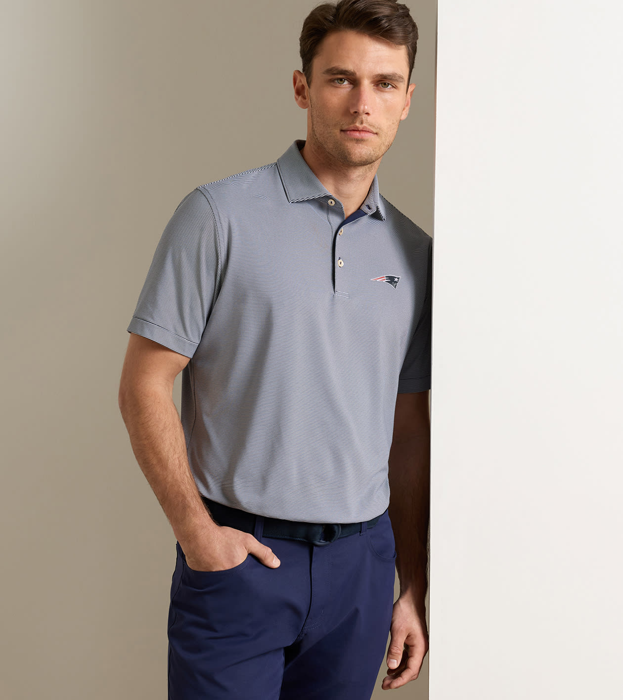New England Patriots Jubilee Performance Jersey Polo in Navy - Alternate Image 1